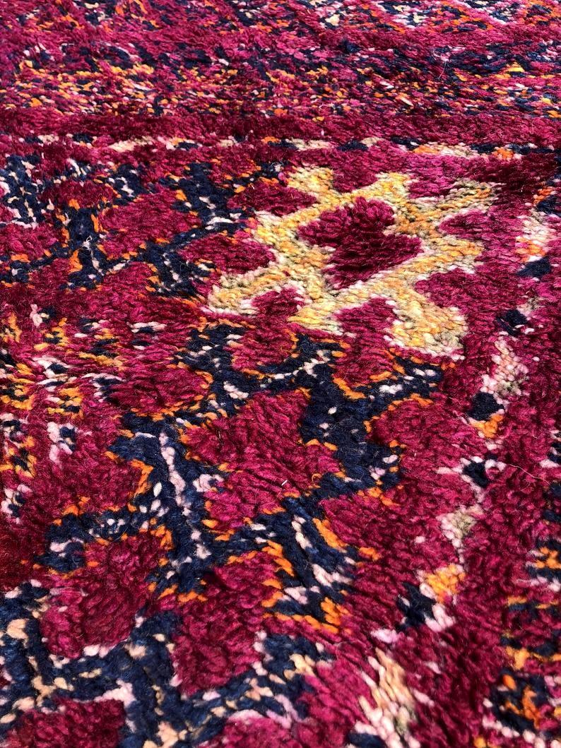 Art Deco Vintage Moroccan Rug Beni Mguild, Berber Carpet Handmade For Sale
