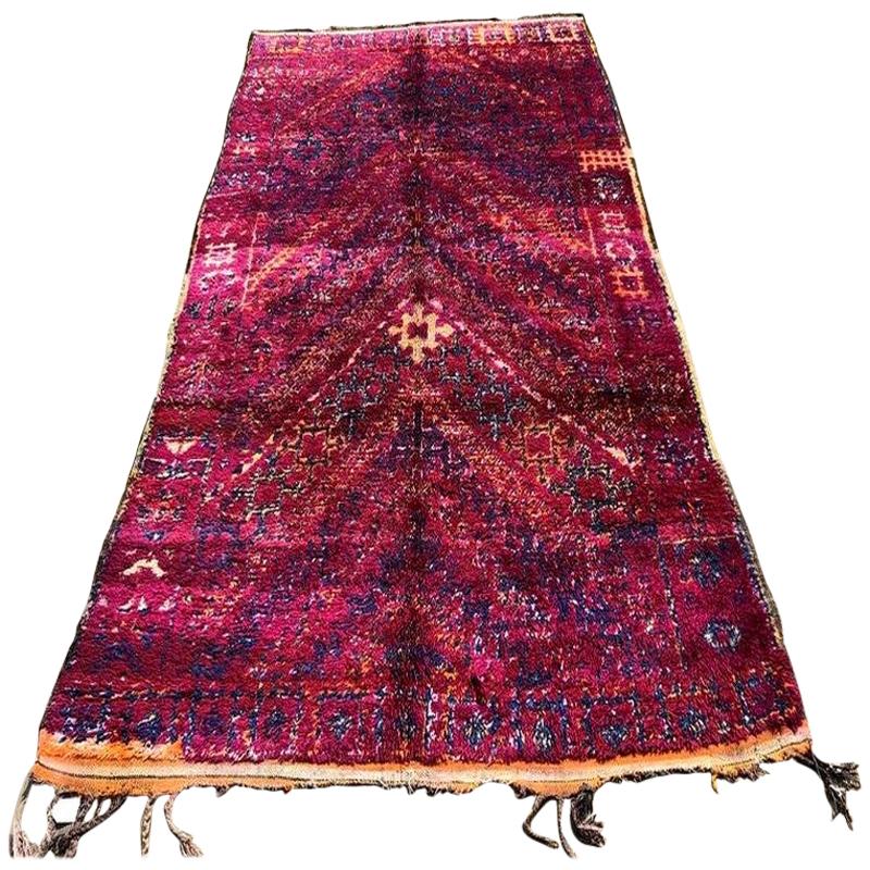 Vintage Moroccan Rug Beni Mguild, Berber Carpet Handmade For Sale