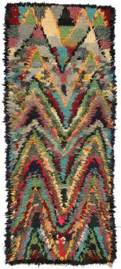 Vintage Berber Boucherouite Rug with Bohemian Style