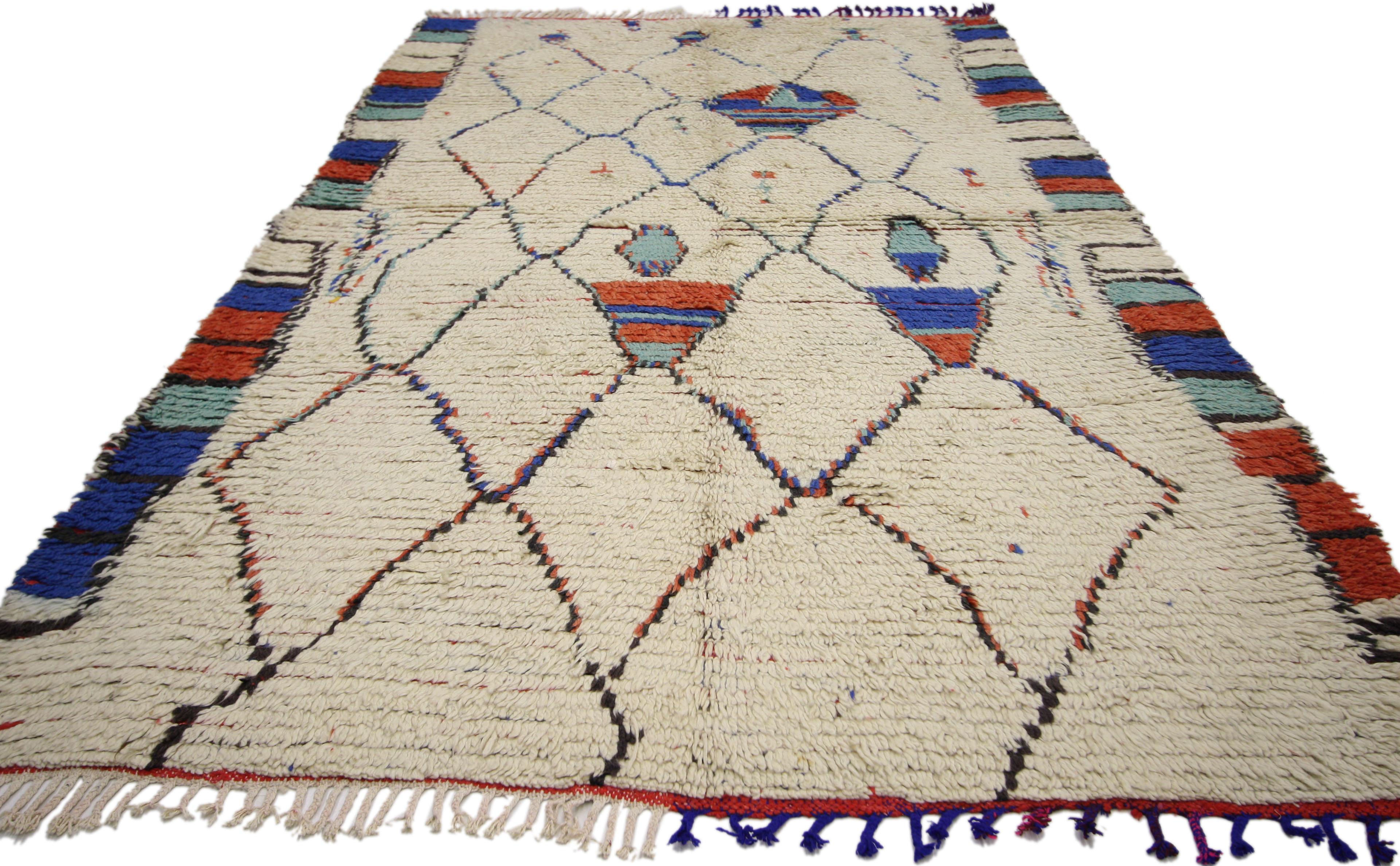 Hand-Knotted Vintage Moroccan Rug, Berber Moroccan Azilal Tribal Rug