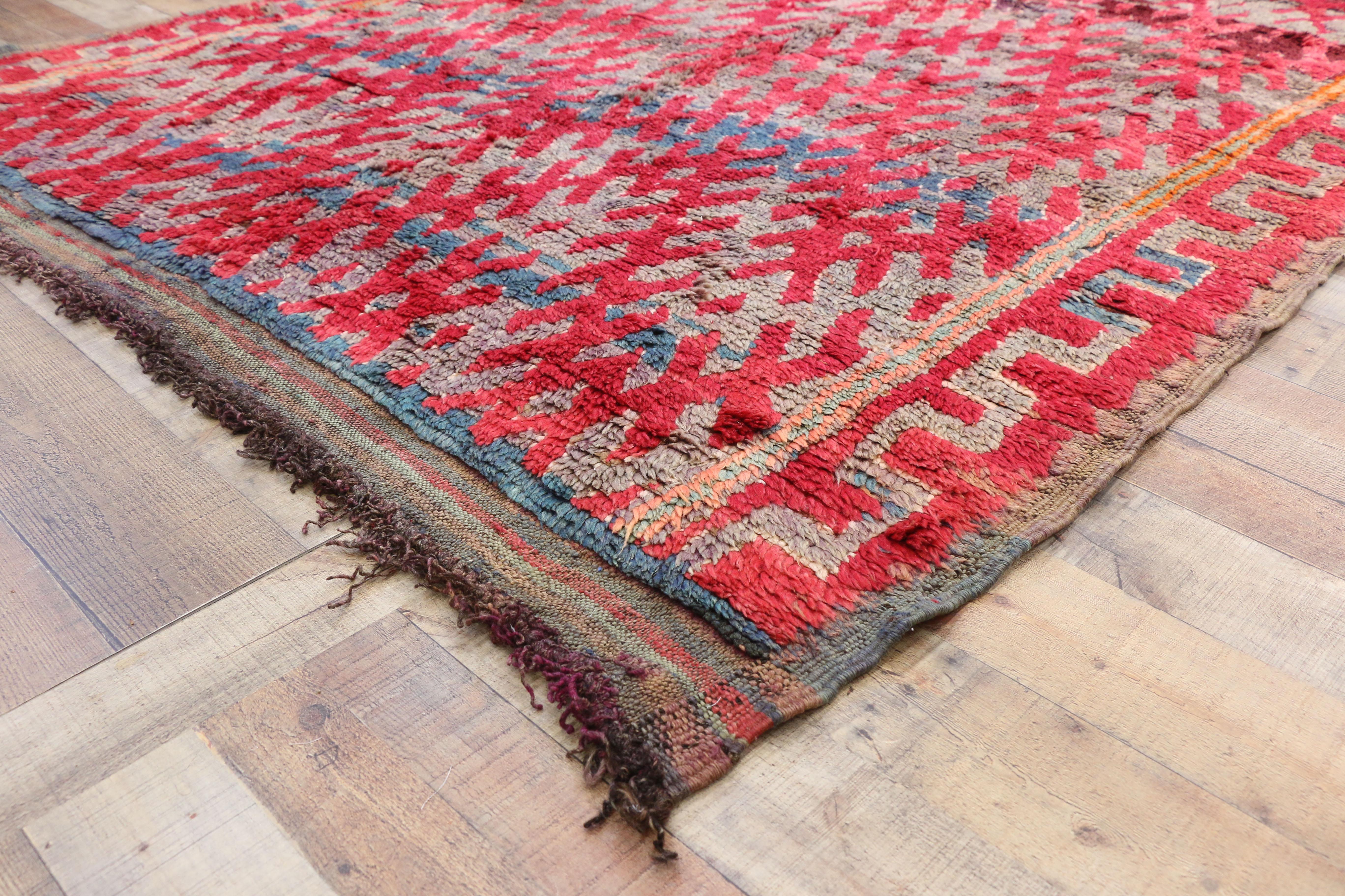 20th Century Vintage Moroccan Rug, Berber Moroccan Rug with Vibrant Mid-Century Modern Style