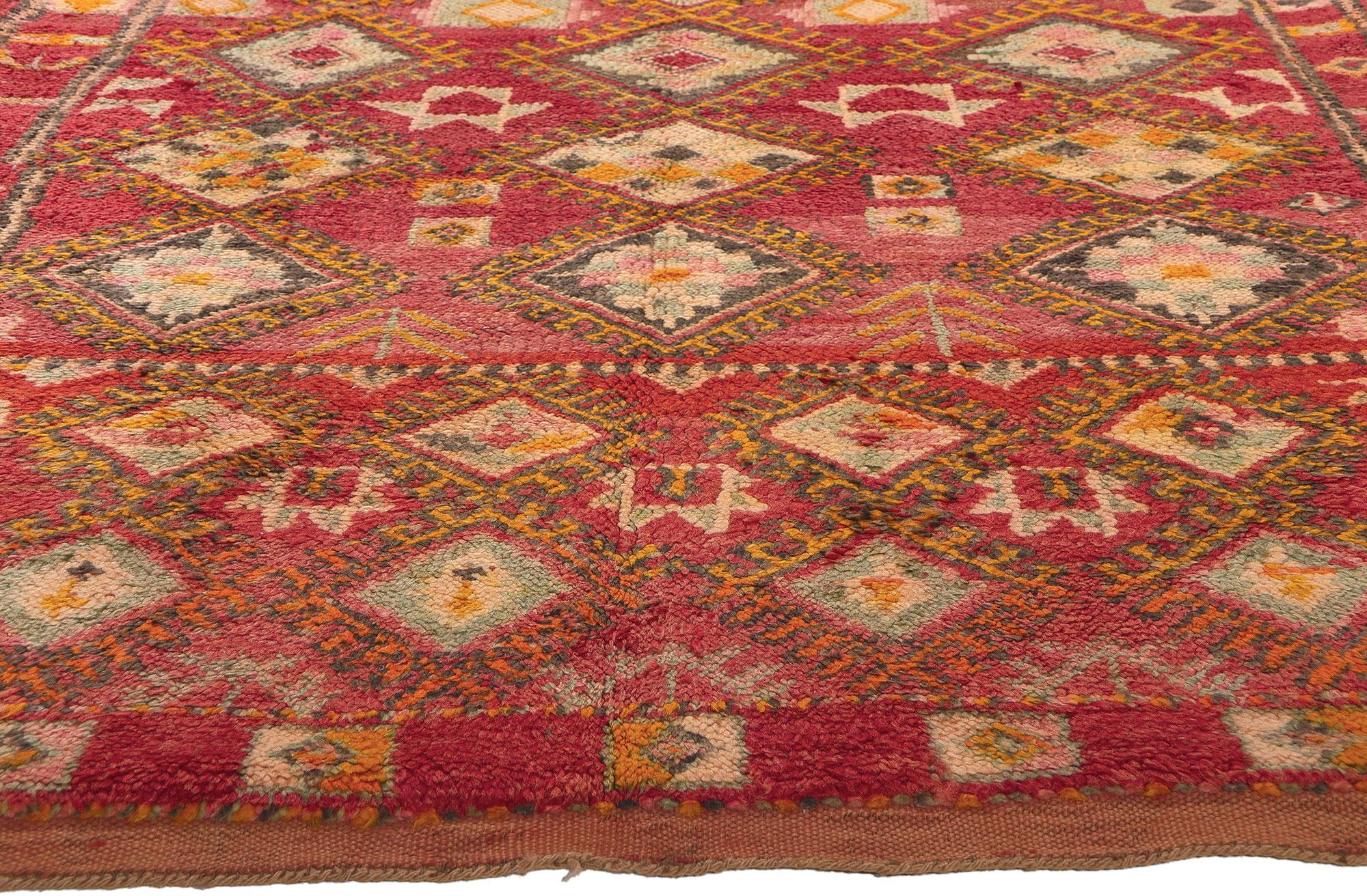 Tribal Vintage Boujad Moroccan Rug, Berber Mythology Meets Boho Chic Style For Sale