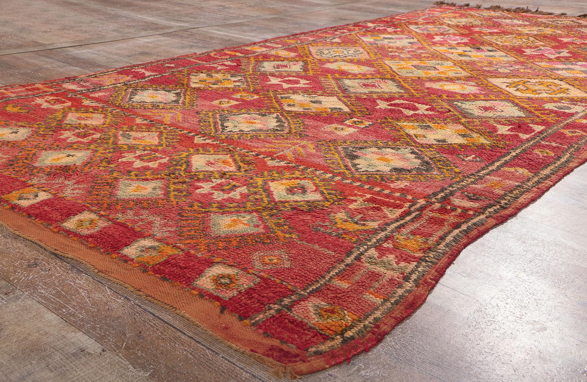 20th Century Vintage Boujad Moroccan Rug, Berber Mythology Meets Boho Chic Style For Sale