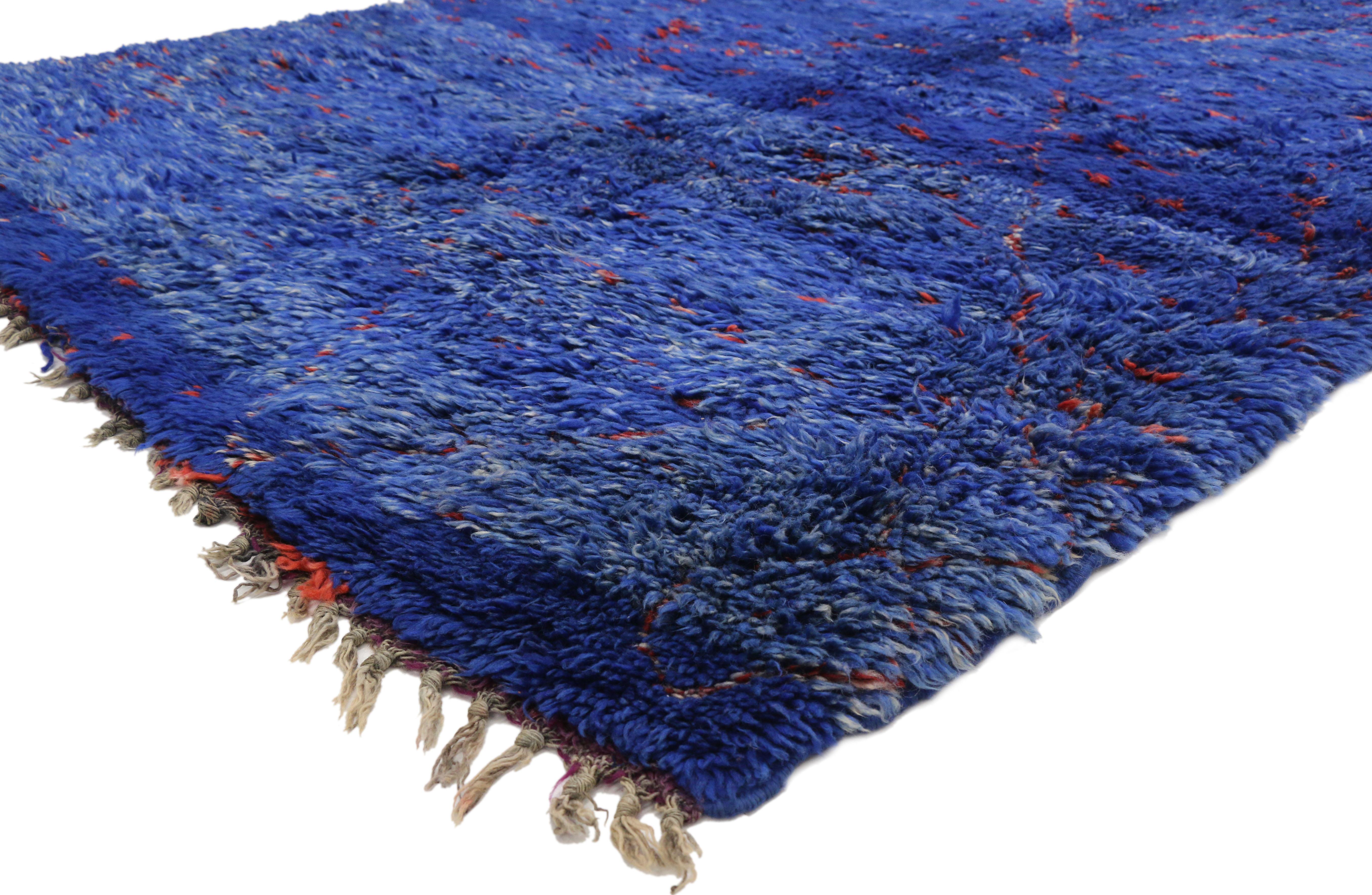 20th Century Vintage Moroccan Rug, Blue Indigo Moroccan Beni Ourain Rug