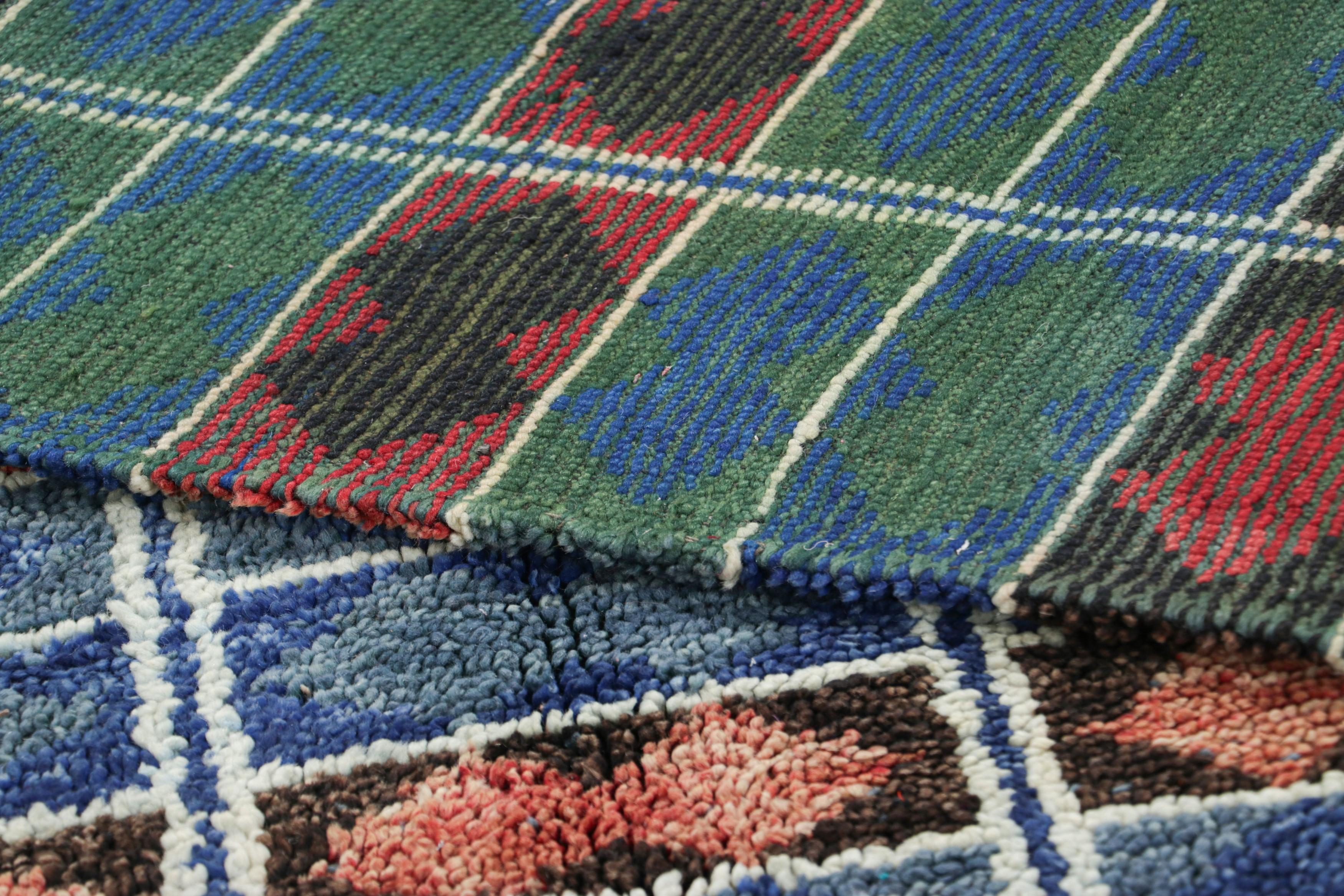Vintage Marokkanischer Teppich, Blau & Rosa mit Geometrischen Mustern - Rug & Kilim im Angebot 1