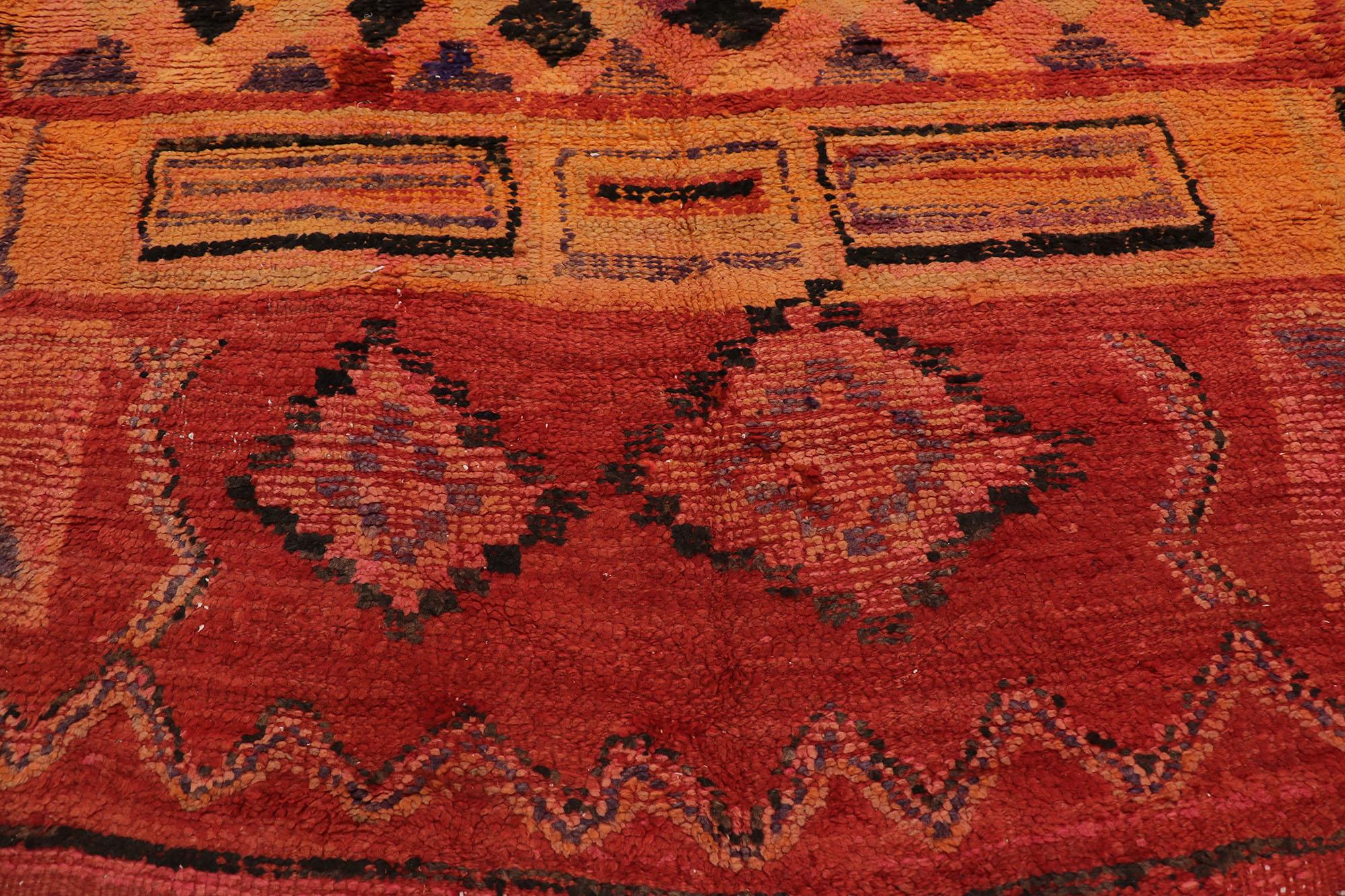 Hand-Knotted Vintage Moroccan Rug, Boho Chic Meets Wabi-Sabi  For Sale