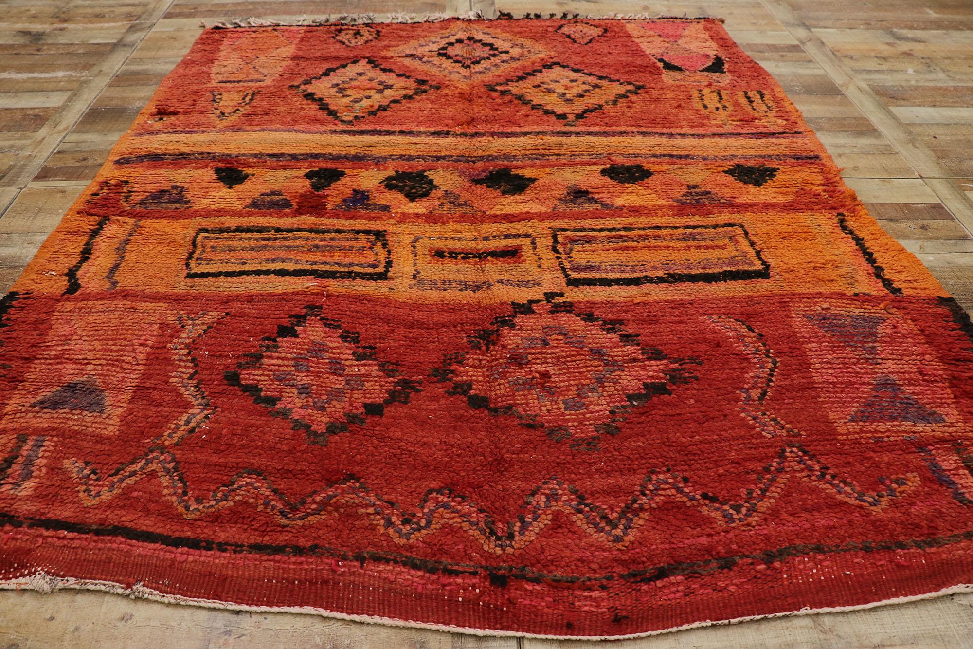 Wool Vintage Moroccan Rug, Boho Chic Meets Wabi-Sabi  For Sale