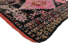 Vintage Pink & Black Boujad Moroccan Rug, Tribal Enchantment Meets Boho Chic