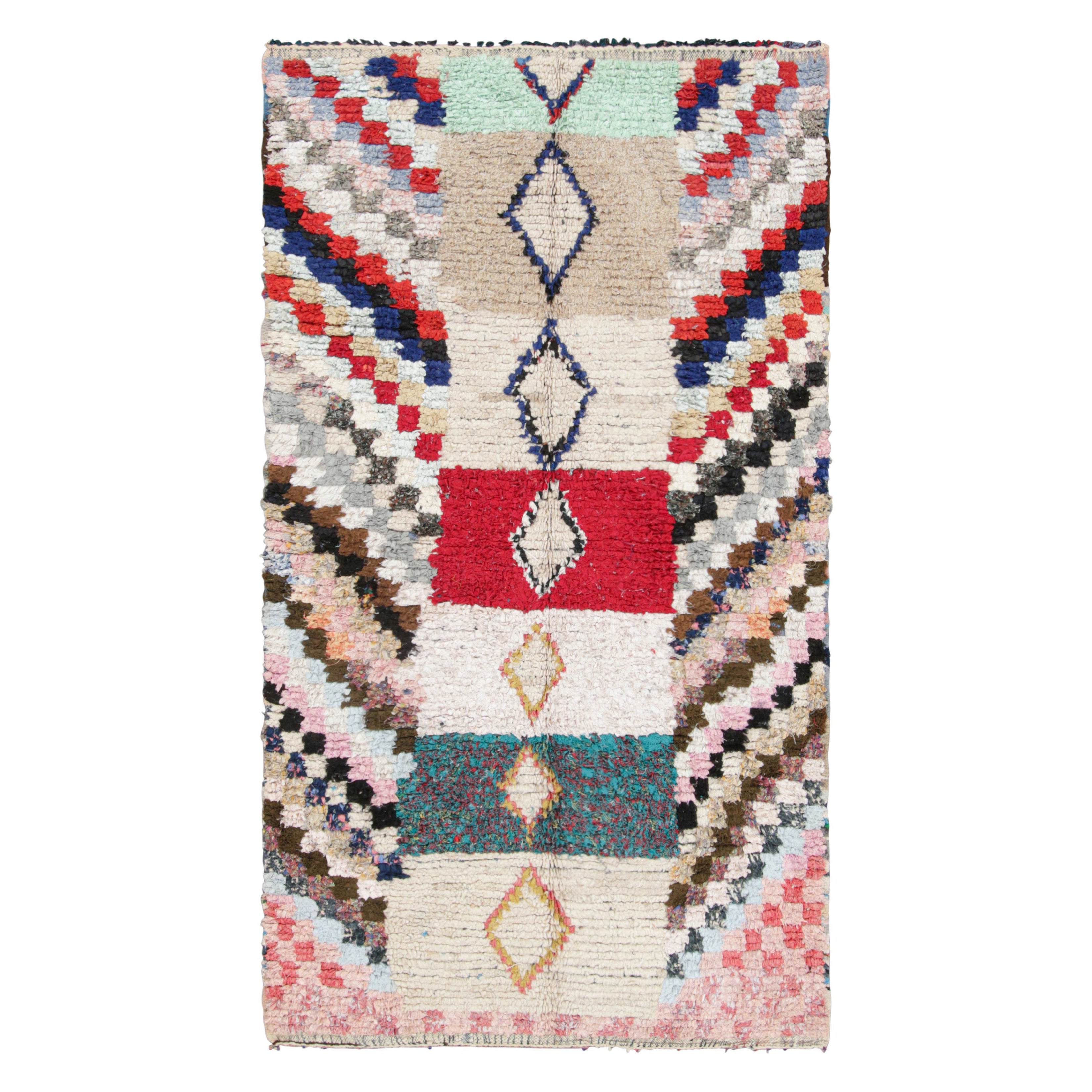 Vintage Marokkanischer Teppich, bunt mit geometrischen Mustern & Streifen - Rug & Kilim