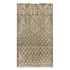 Tappeto marocchino vintage, crema e marrone con motivi geometrici a diamante - Rug & Kilim