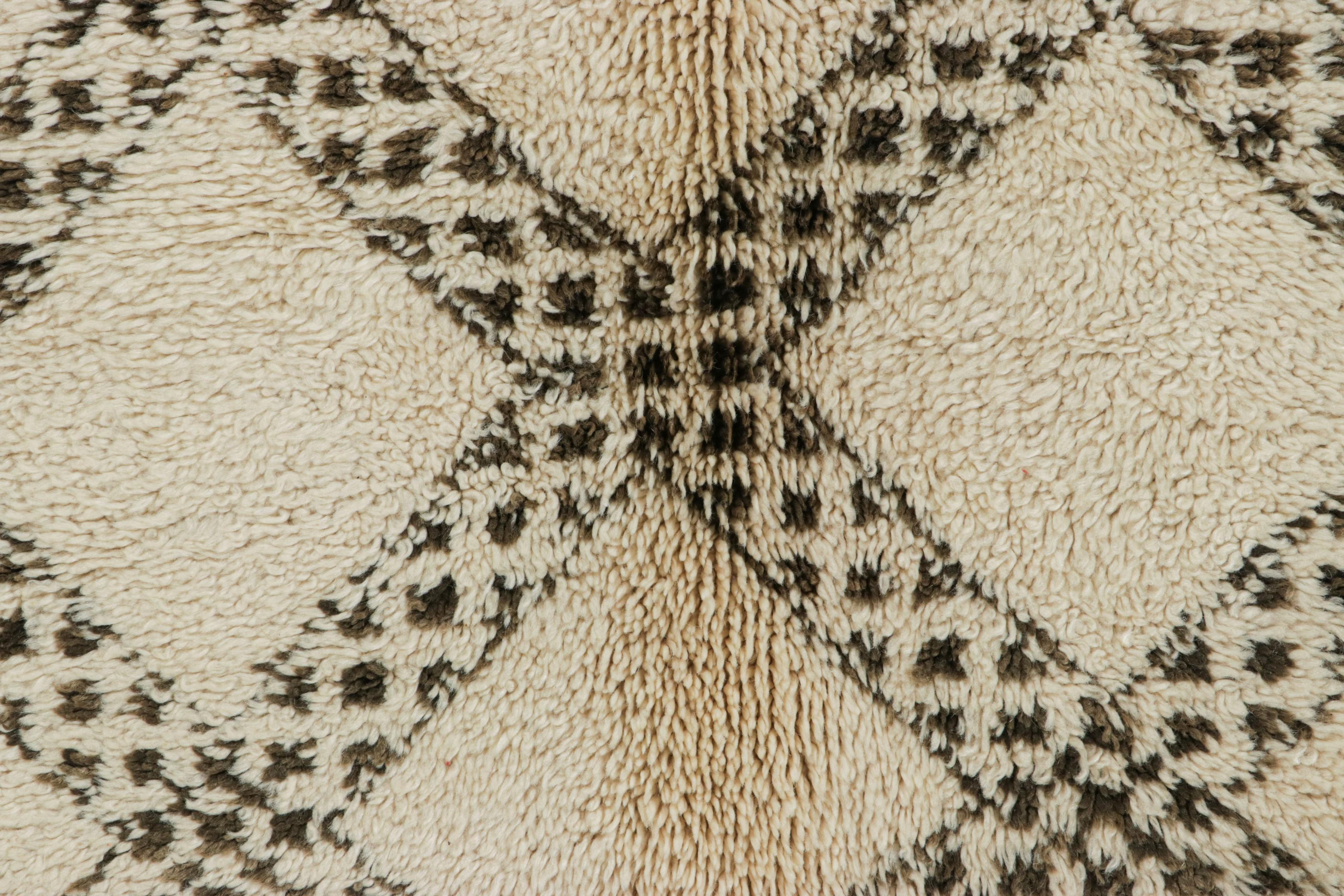 Vintage Marokkanischer Teppich, Creme & Schwarz mit Rautenmustern - Rug & Kilim (Handgeknüpft) im Angebot