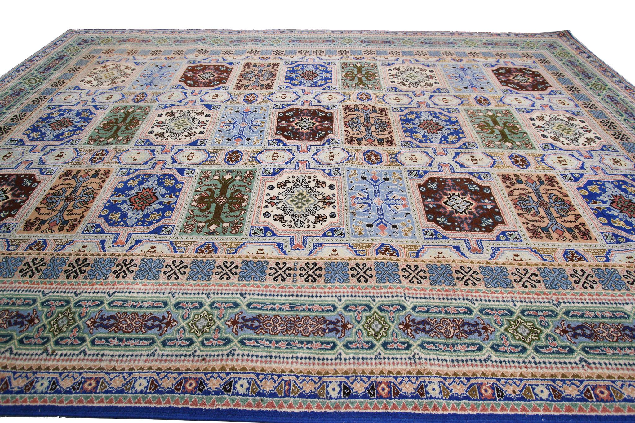 Marokkanischer handgefertigter marokkanischer Vintage-Teppich, geometrisch, überall, Villablau, 7x10 (Asiatisch) im Angebot