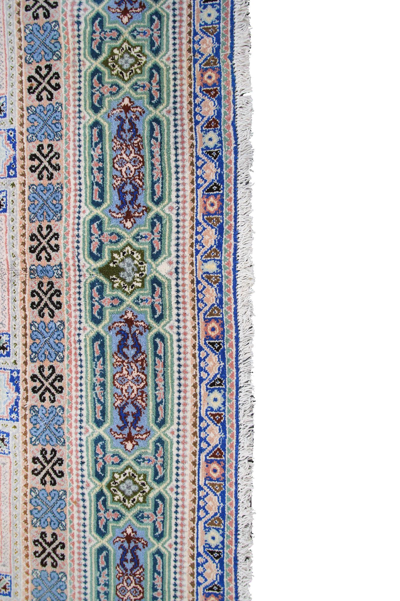 Marokkanischer handgefertigter marokkanischer Vintage-Teppich, geometrisch, überall, Villablau, 7x10 im Zustand „Gut“ im Angebot in New York, NY