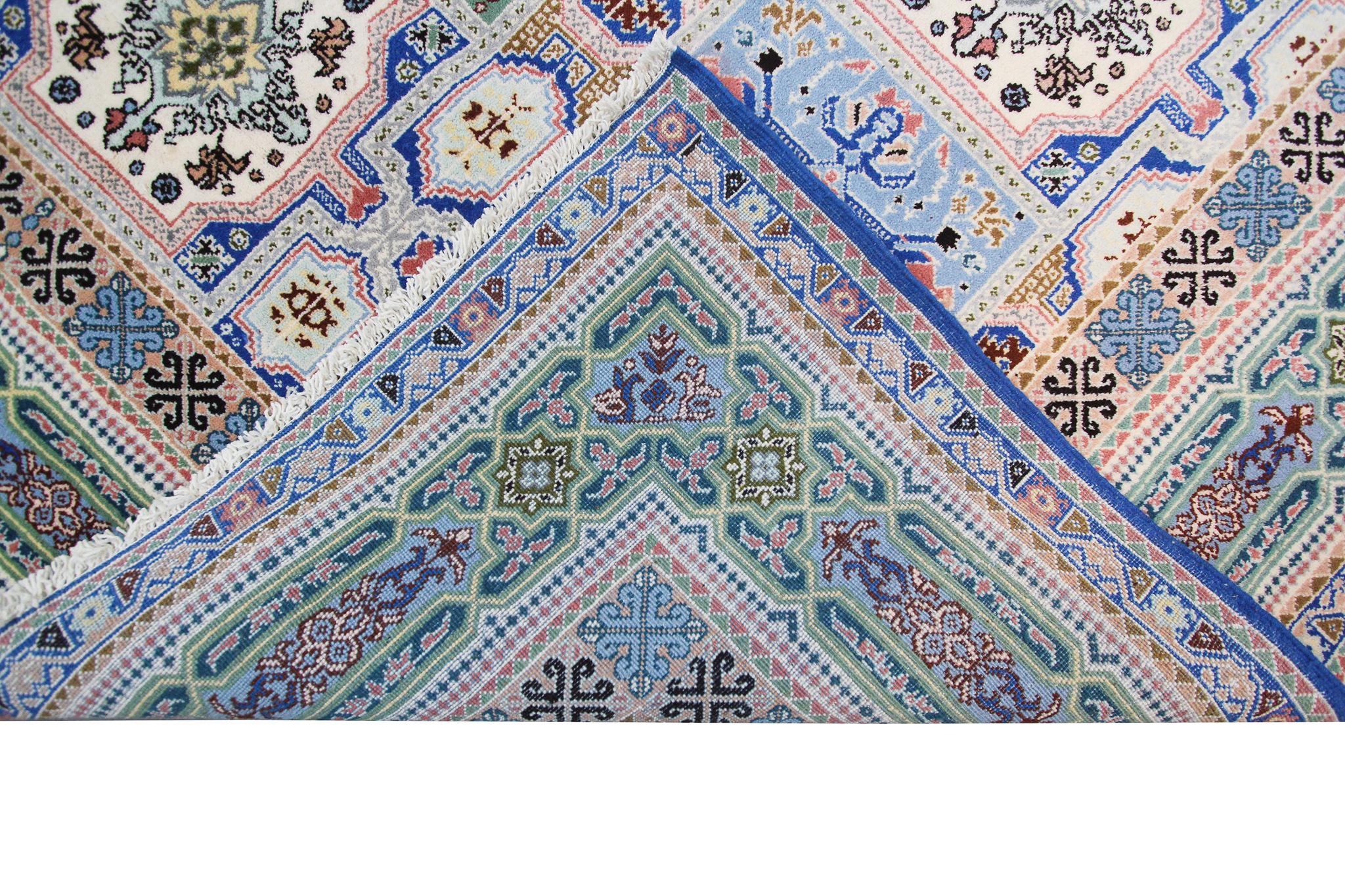 Marokkanischer handgefertigter marokkanischer Vintage-Teppich, geometrisch, überall, Villablau, 7x10 im Angebot 2
