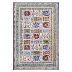 Marokkanischer handgefertigter marokkanischer Vintage-Teppich, geometrisch, überall, Villablau, 7x10