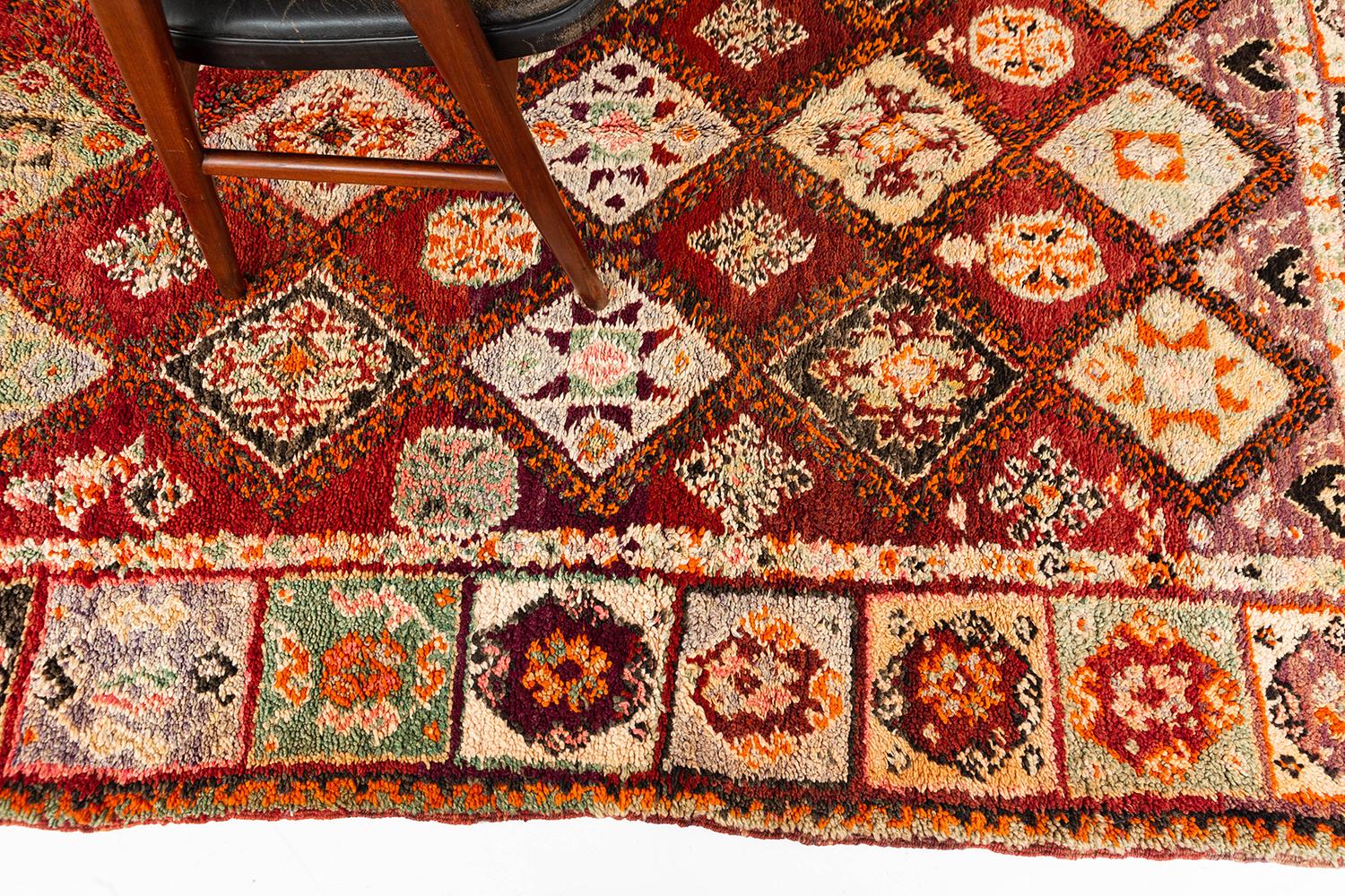 Wool Vintage Moroccan Rug High Atlas Tribe For Sale