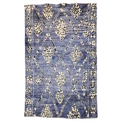 Marokkanischer Vintage-Teppich in Allover-Muster in Indigoblau