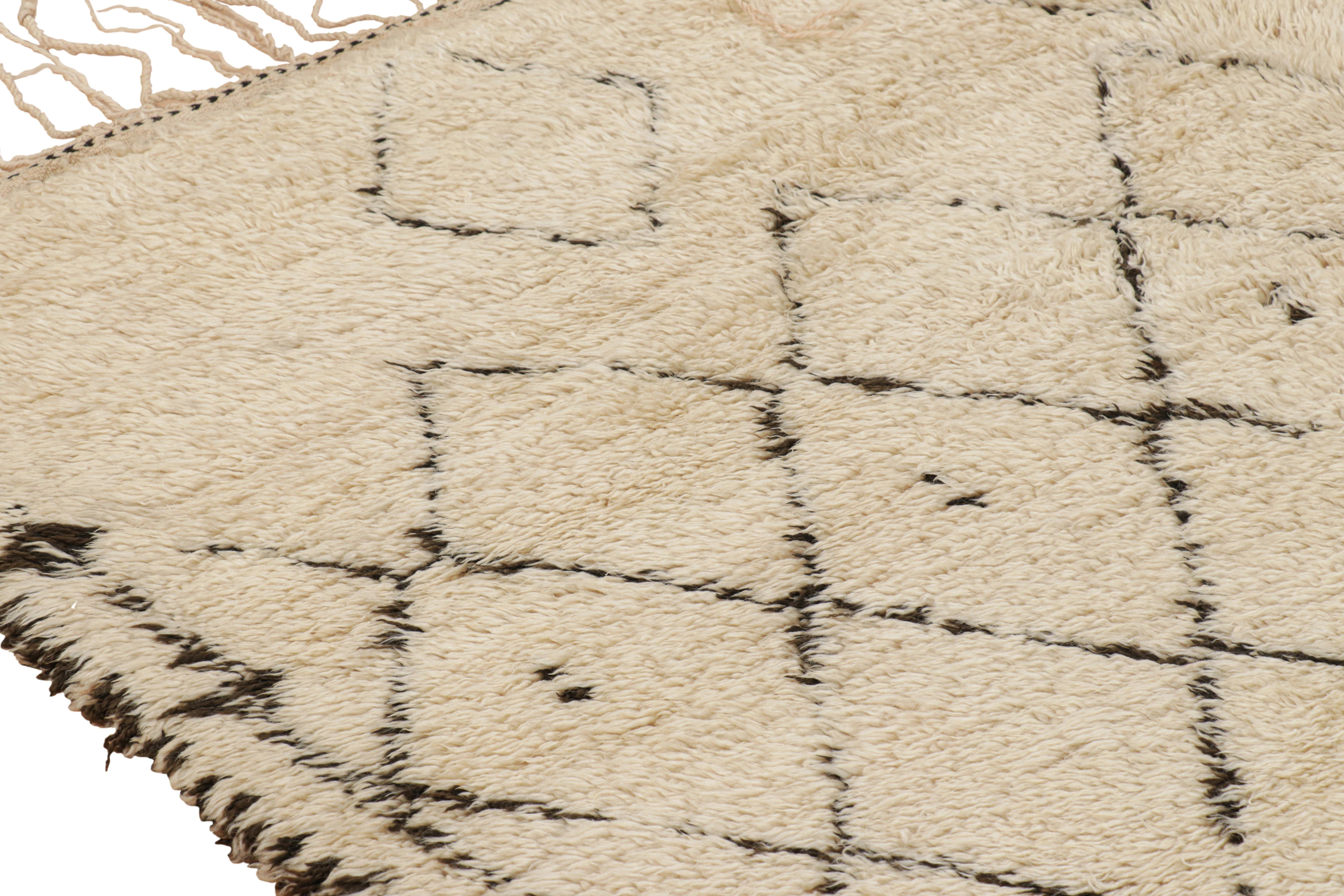Wool Vintage Moroccan Rug in Beige and Brown Diamond Patterns, from Rug & Kilim For Sale