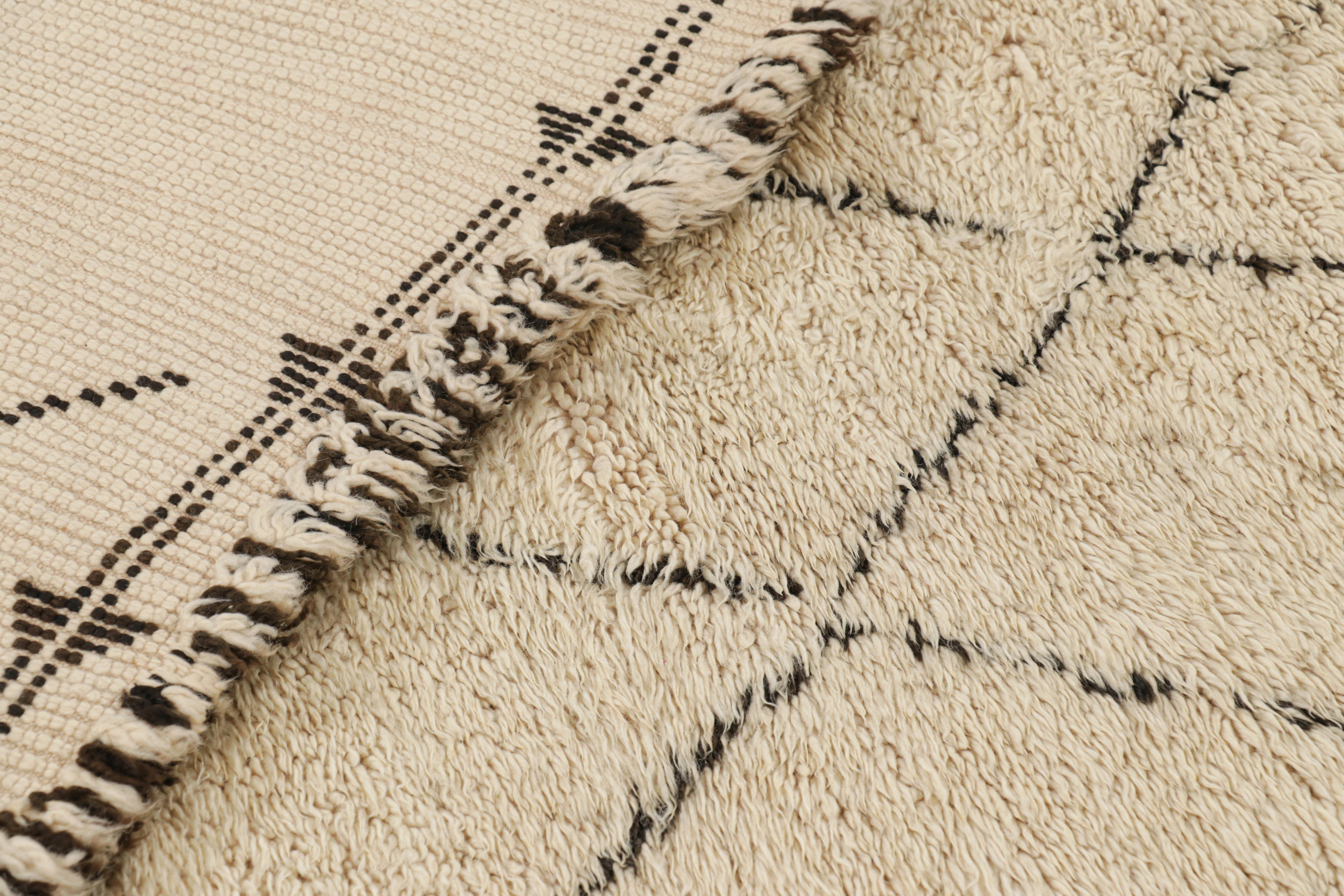Vintage Moroccan Rug in Beige and Brown Diamond Patterns, from Rug & Kilim For Sale 2
