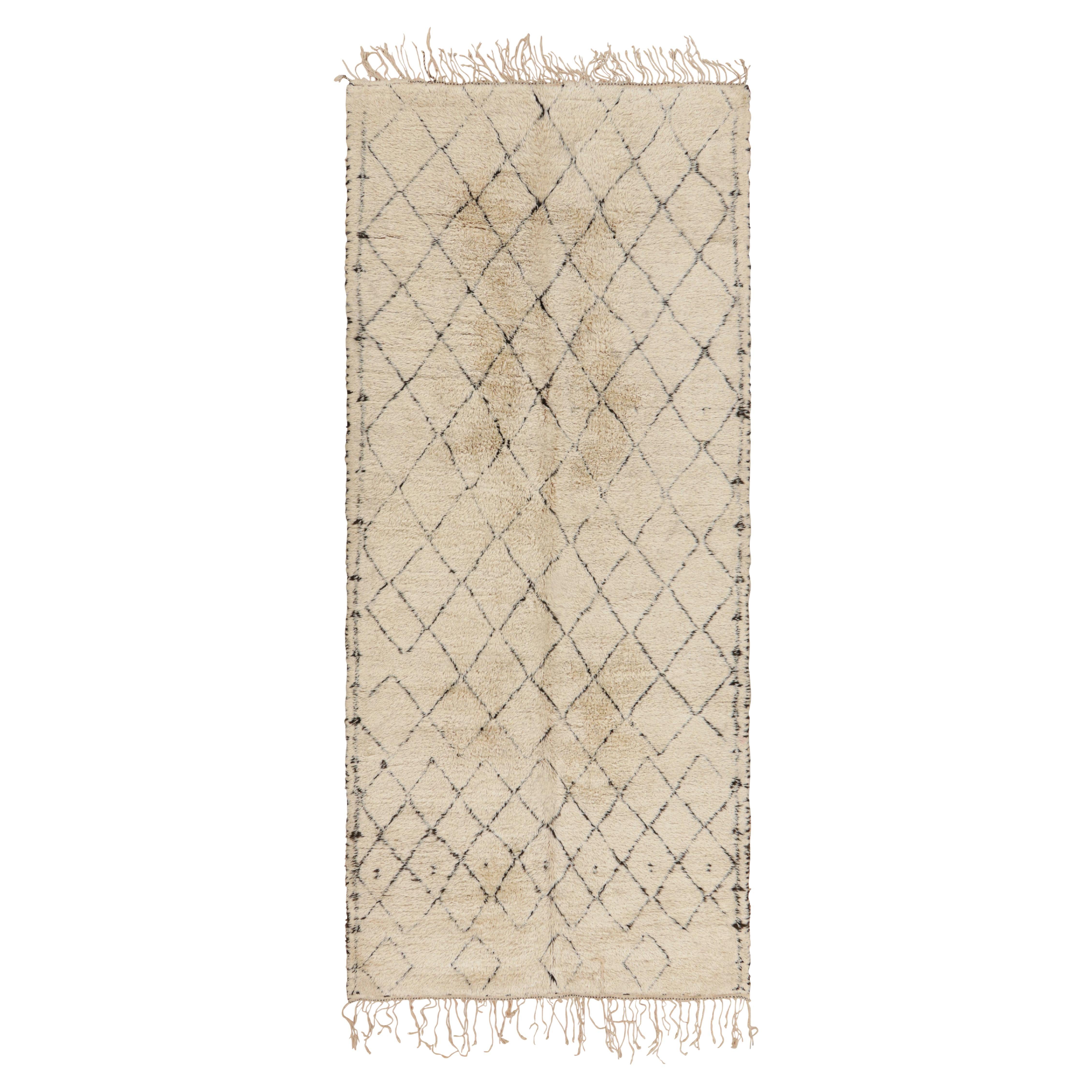 Vintage Moroccan Rug in Beige and Brown Diamond Patterns, from Rug & Kilim