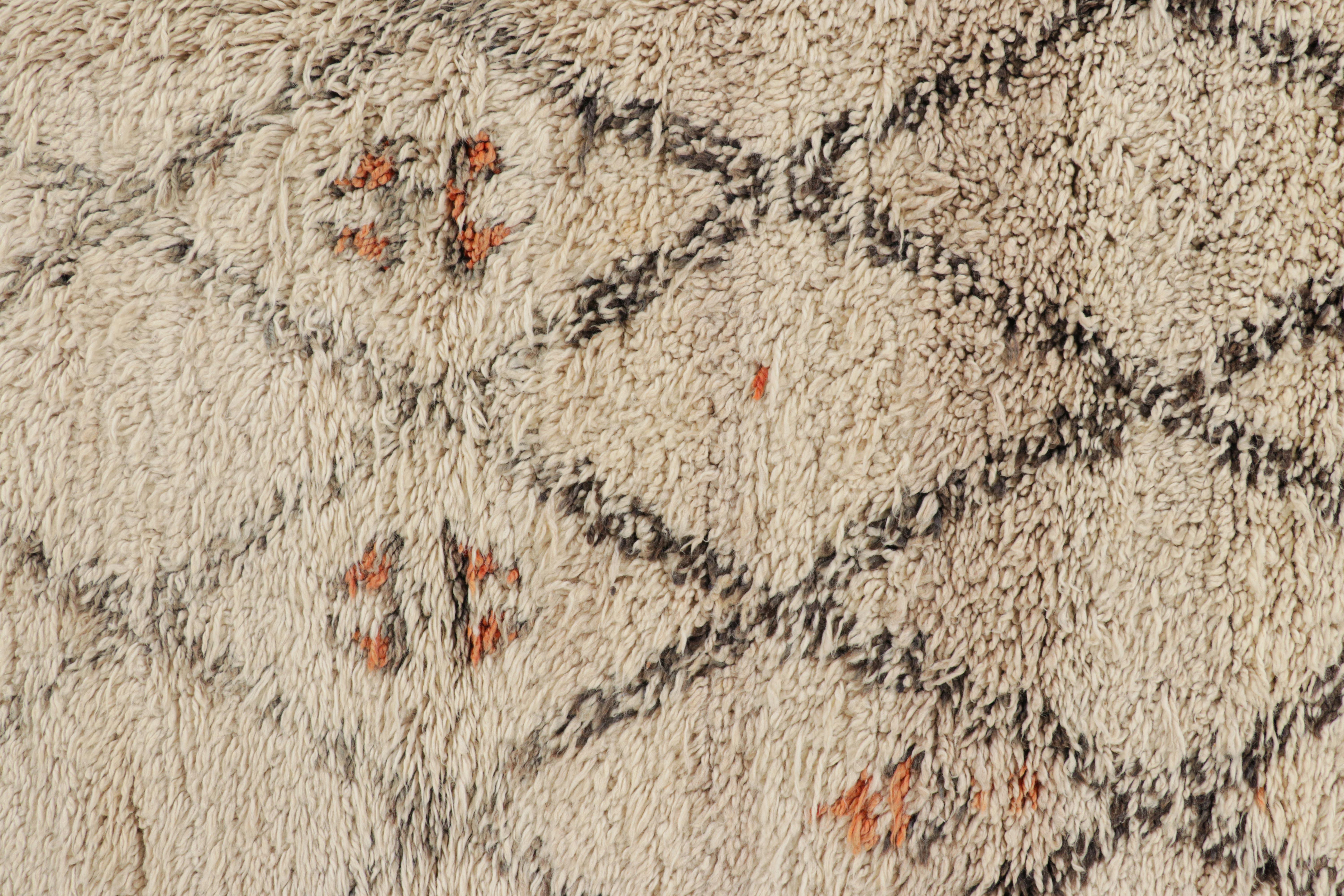 Wool Vintage Moroccan Rug in Beige with Black Diamond Medallions, from Rug & Kilim For Sale