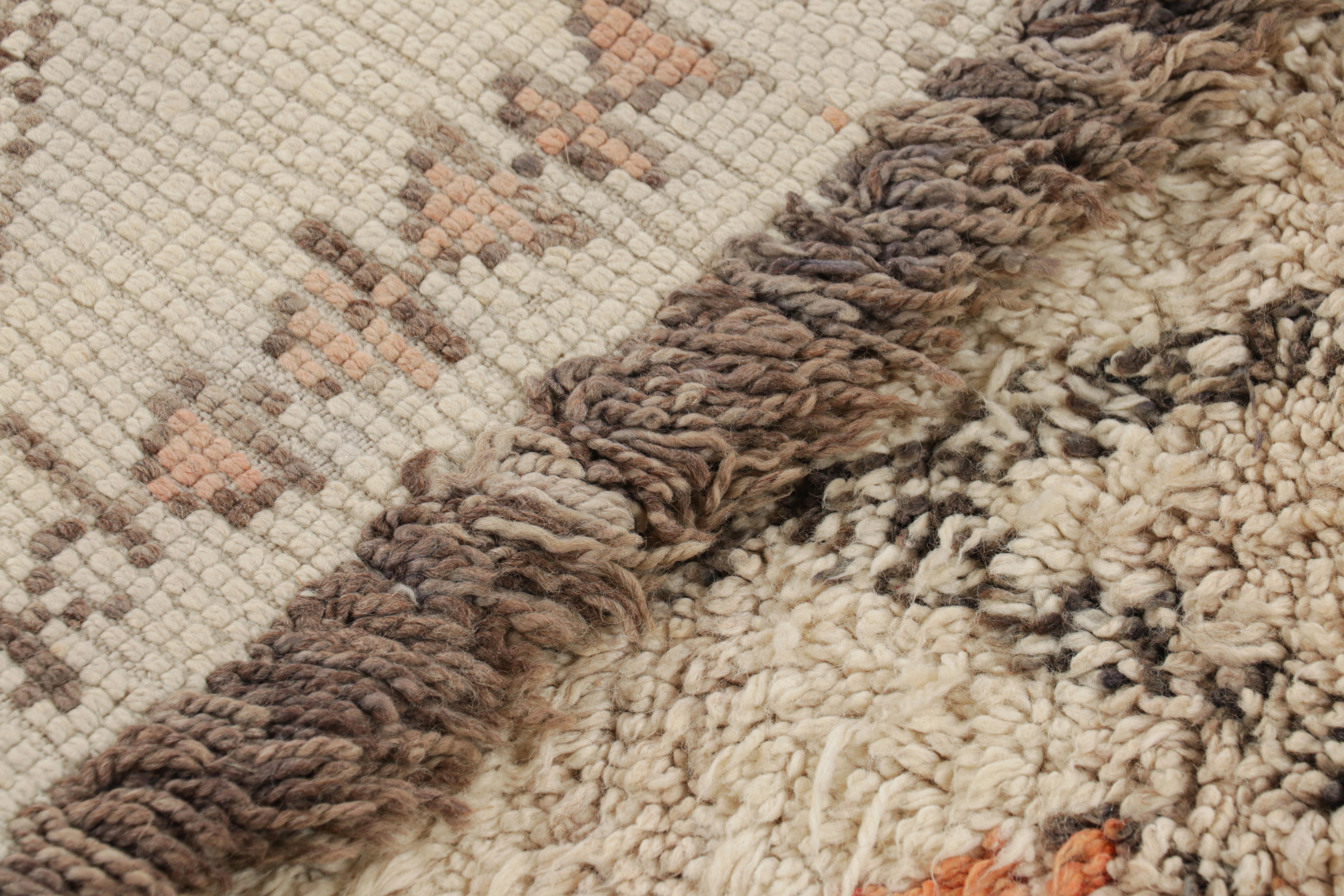 Vintage Moroccan Rug in Beige with Black Diamond Medallions, from Rug & Kilim For Sale 1