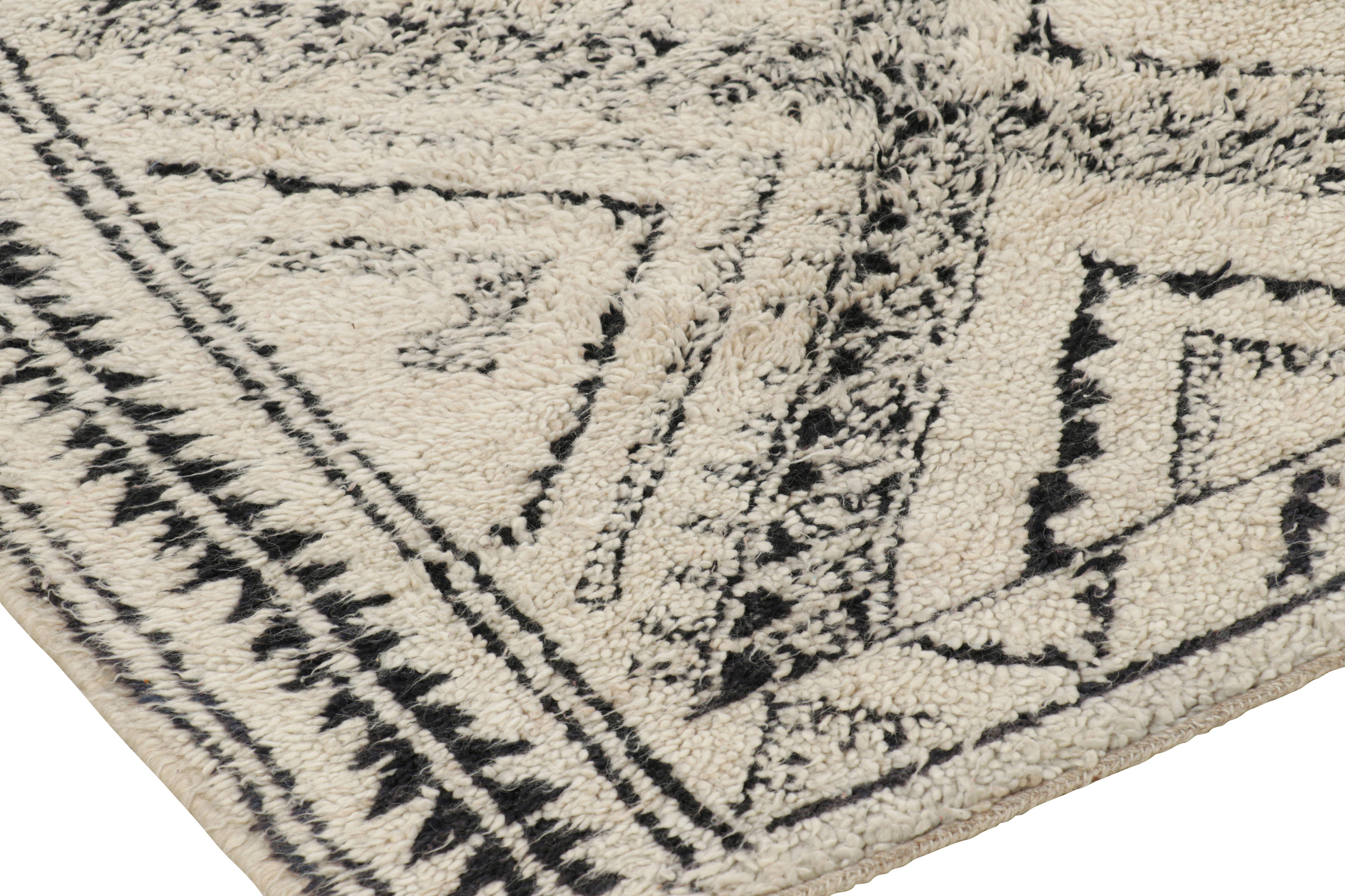 Vintage Moroccan Rug in Beige with Black Diamond Medallions, from Rug & Kilim For Sale 1