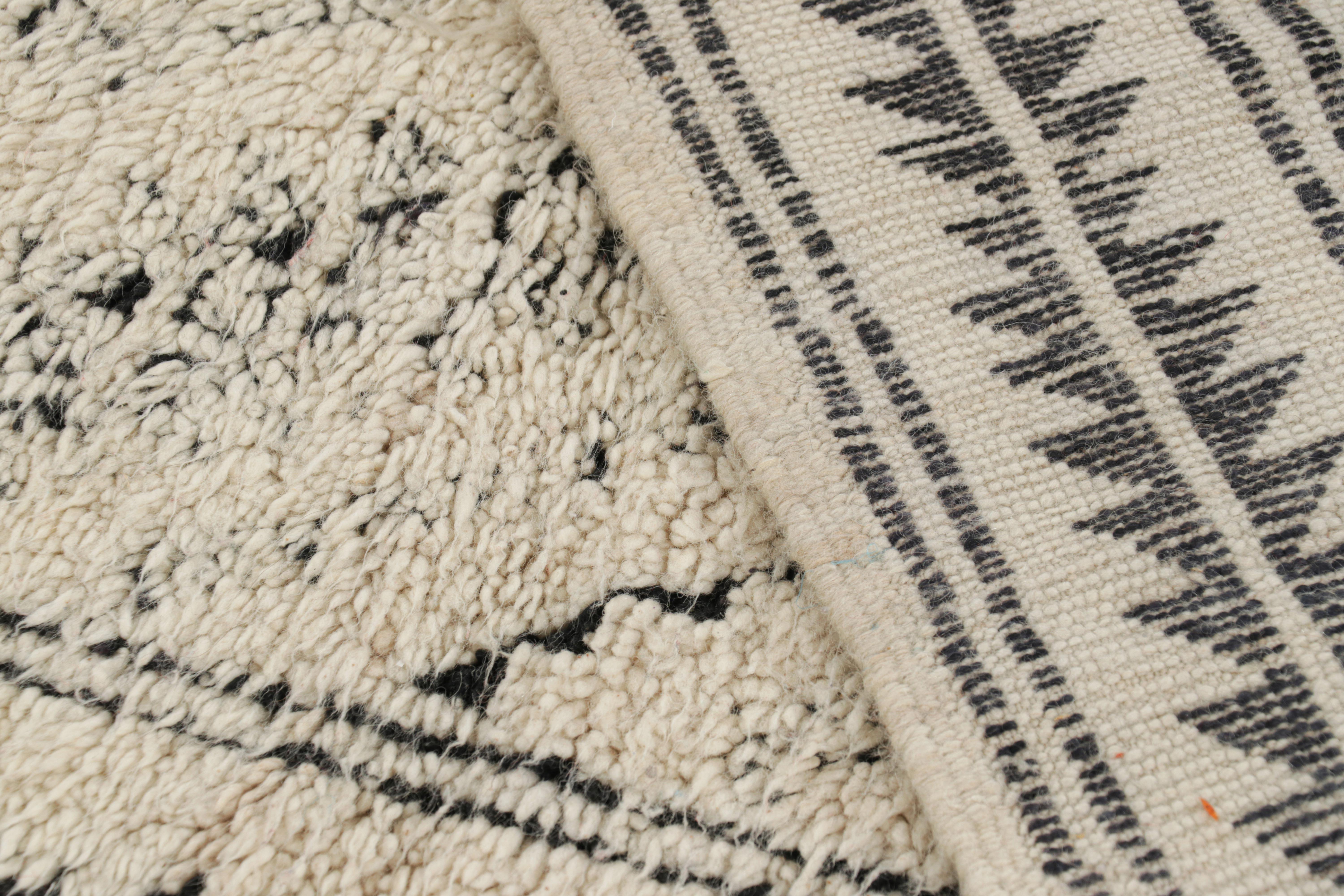 Vintage Moroccan Rug in Beige with Black Diamond Medallions, from Rug & Kilim For Sale 2