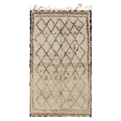 Vintage Moroccan Rug in Beige with Black Diamond Medallions, from Rug & Kilim