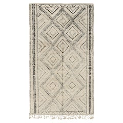 Vintage Moroccan Rug in Beige with Black Diamond Medallions, from Rug & Kilim