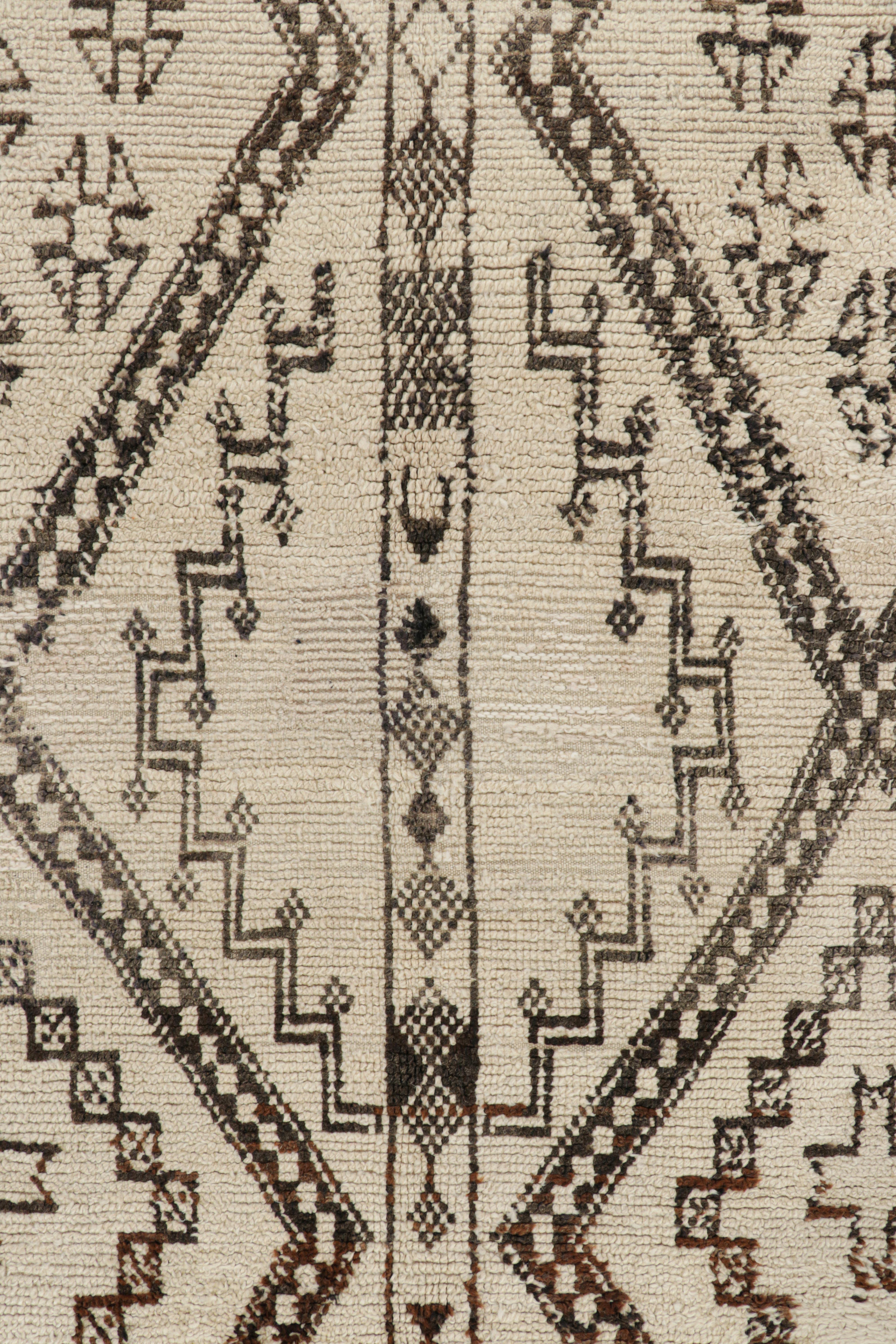 Hand-Knotted Vintage Moroccan Rug in Beige with Brown Diamond Medallions, from Rug & Kilim For Sale