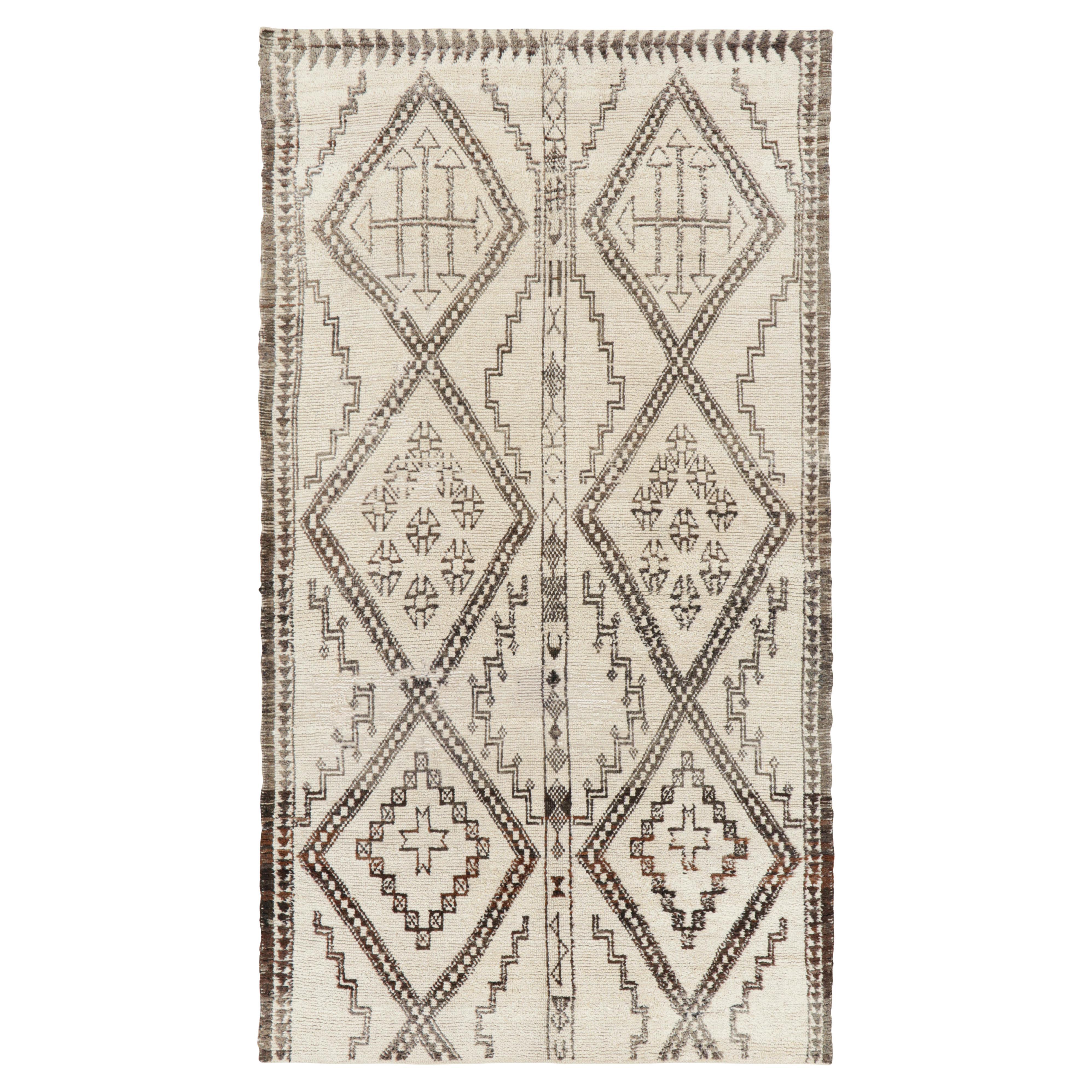 Vintage Moroccan Rug in Beige with Brown Diamond Medallions, from Rug & Kilim
