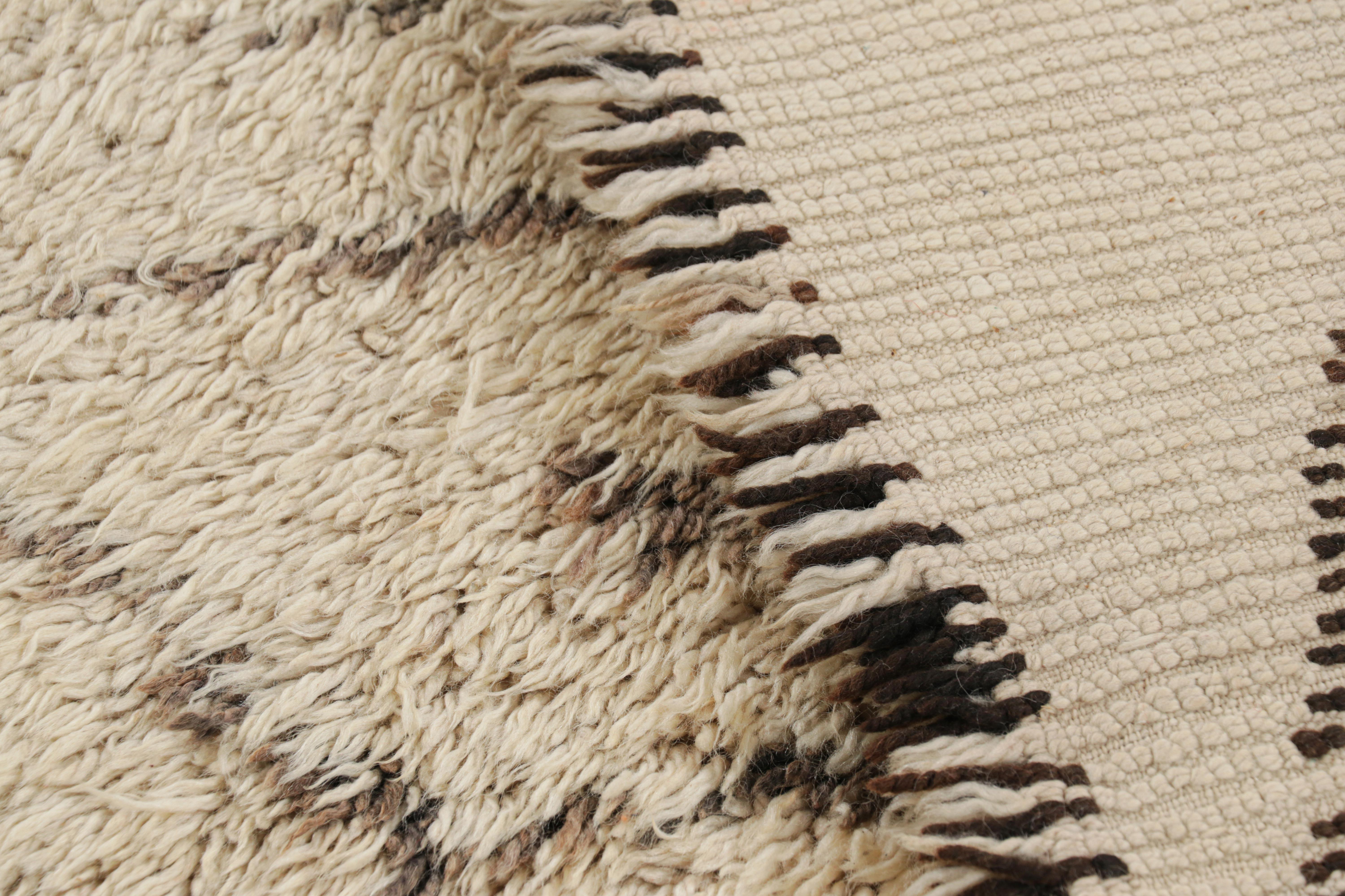 Vintage Moroccan Rug in Beige with Brown Diamond Patterns, from Rug & Kilim For Sale 1