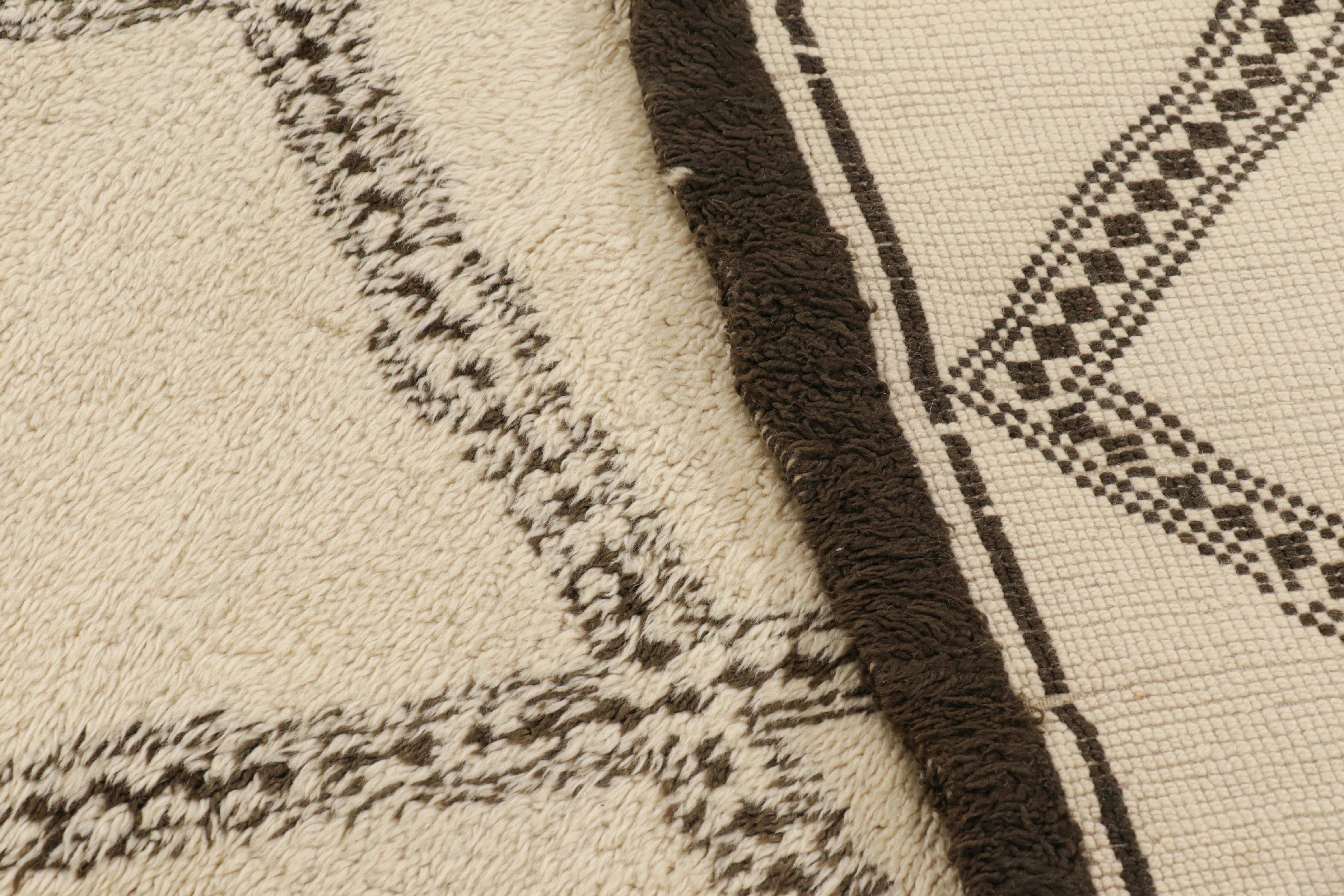 Vintage Moroccan Rug in Beige with Brown Geometric Patterns, from Rug & Kilim For Sale 2