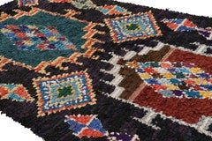 Vintage Moroccan Rug in Black with Geometric Medallions, from Rug & Kilim