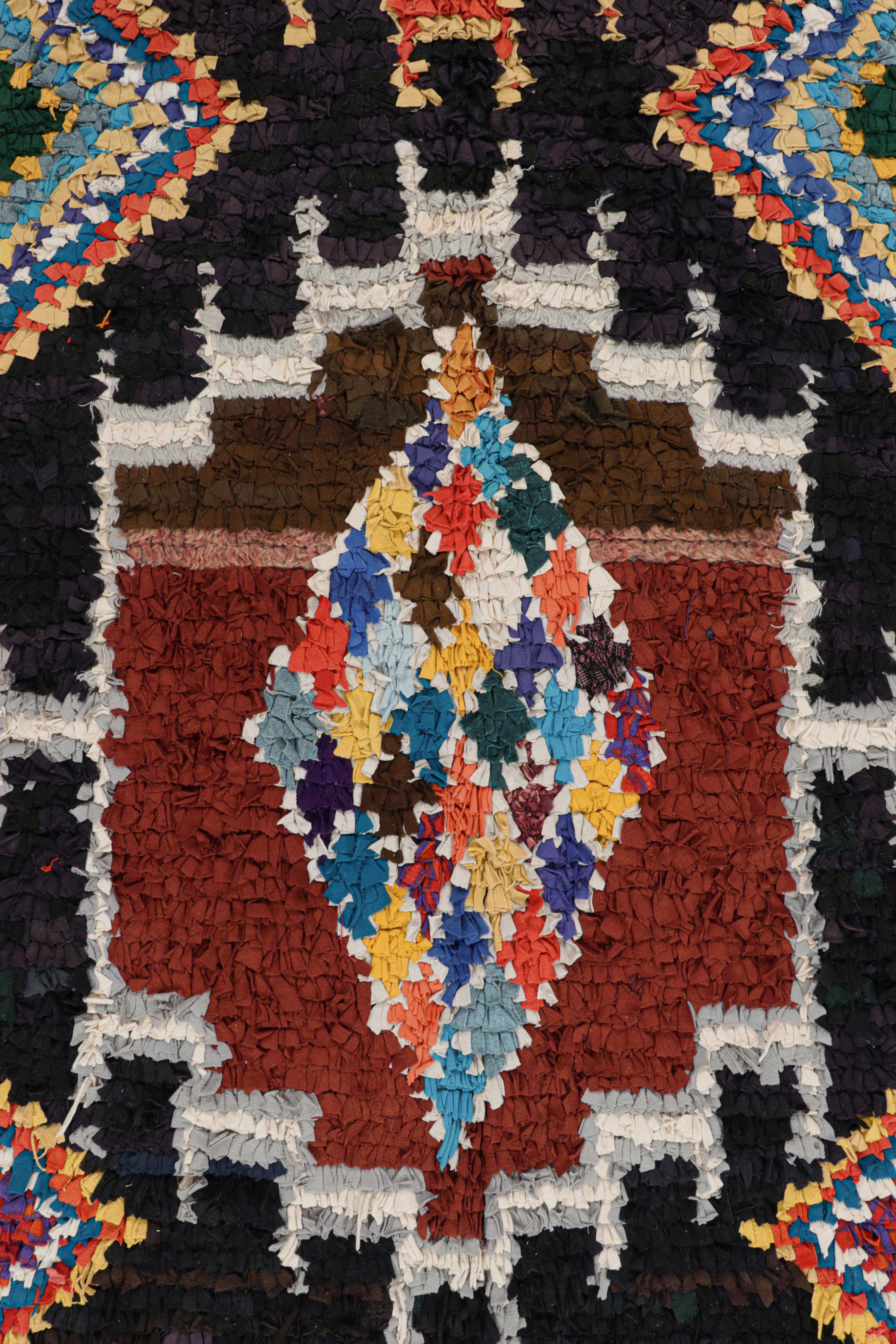 Hand-Knotted Vintage Moroccan Rug in Black with Geometric Medallions, from Rug & Kilim For Sale