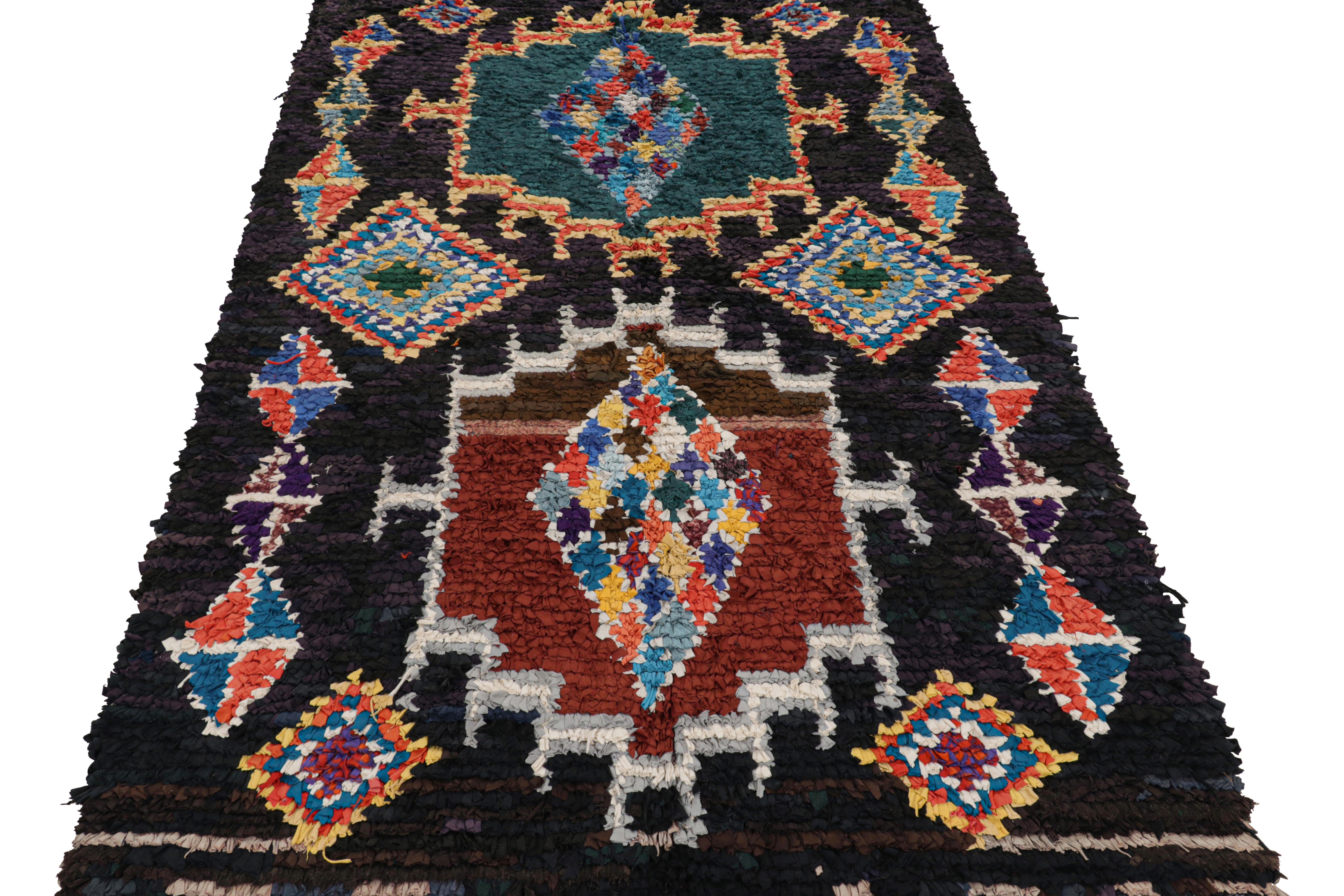 Vintage Moroccan Rug in Black with Geometric Medallions, from Rug & Kilim In Good Condition For Sale In Long Island City, NY