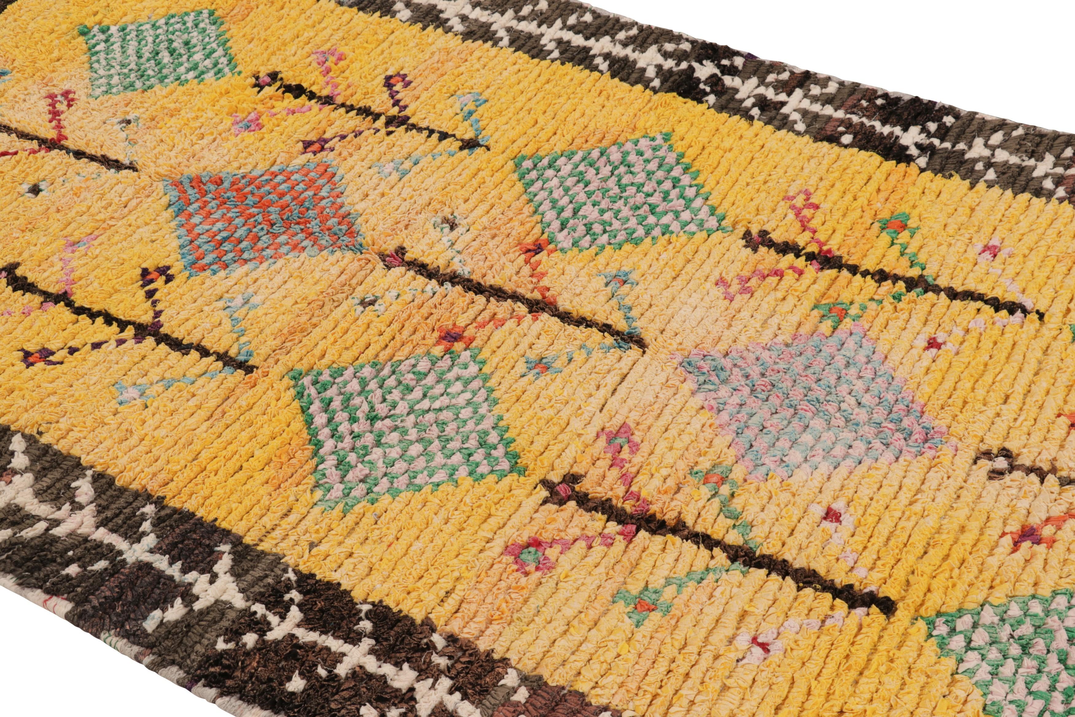 Hand-knotted in wool and originating from Morocco circa 1950-1960, this 4x7 vintage rug is a rare and among the most exciting new additions to Rug & Kilim’s mid-century curations from the region. 

On the Design: 

This vintage Moroccan rug presents