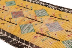 Vintage Moroccan Rug in Gold with Geometric Patterns - Rug & Kilim