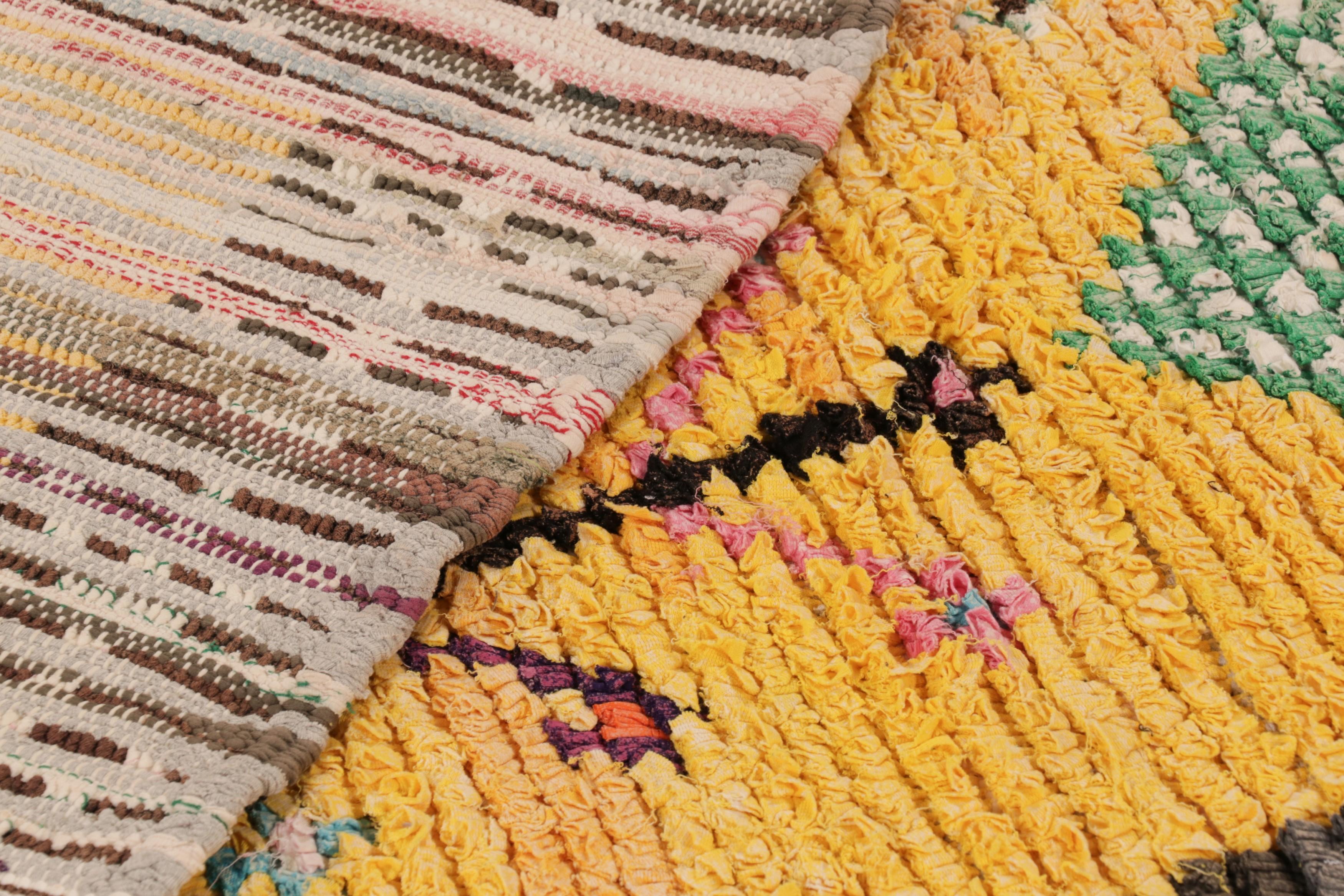 Vintage Moroccan Rug in Gold with Geometric Patterns - Rug & Kilim For Sale 1