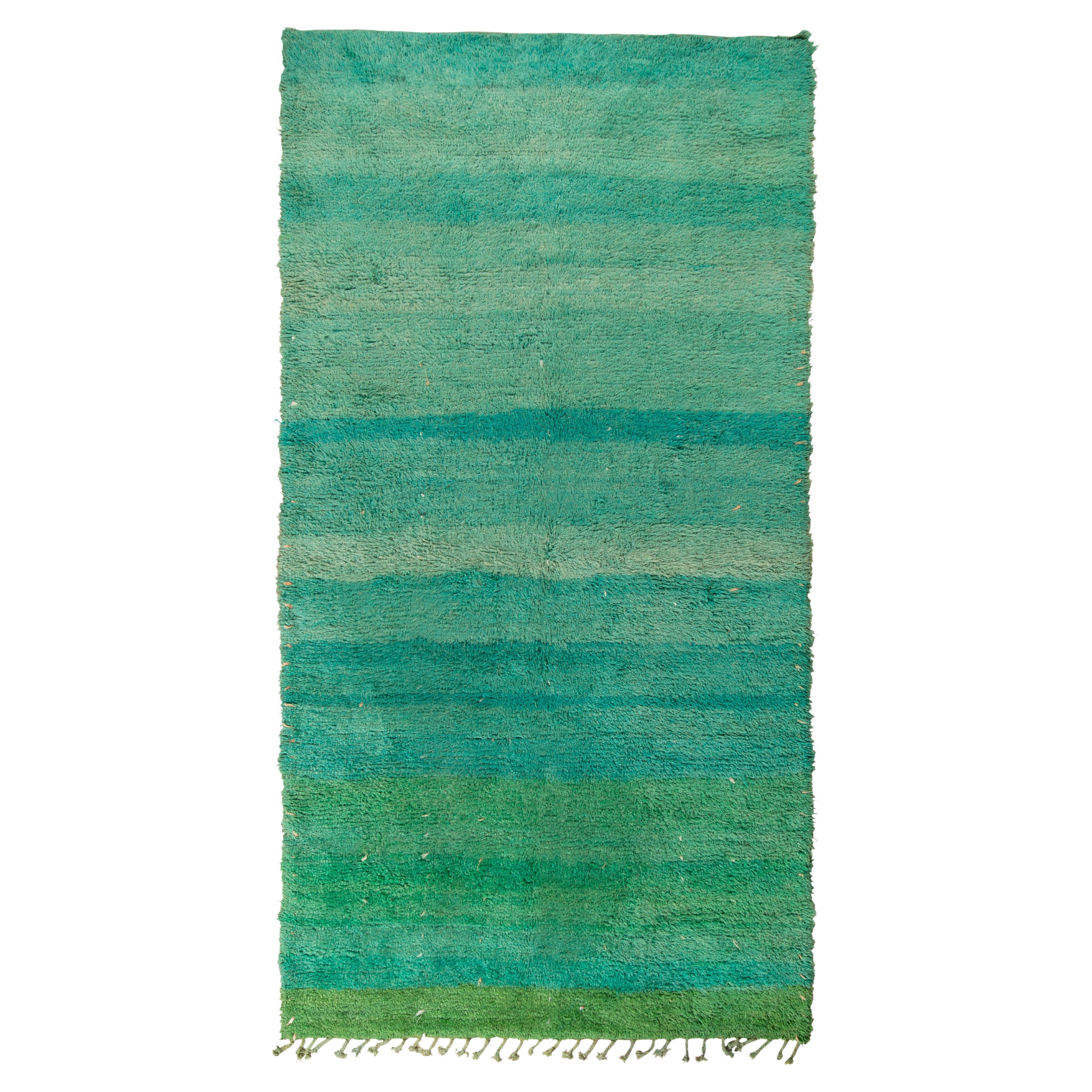 Marokkanischer Berberteppich aus grünem und blauem Striae-Muster von Teppich & Kelim