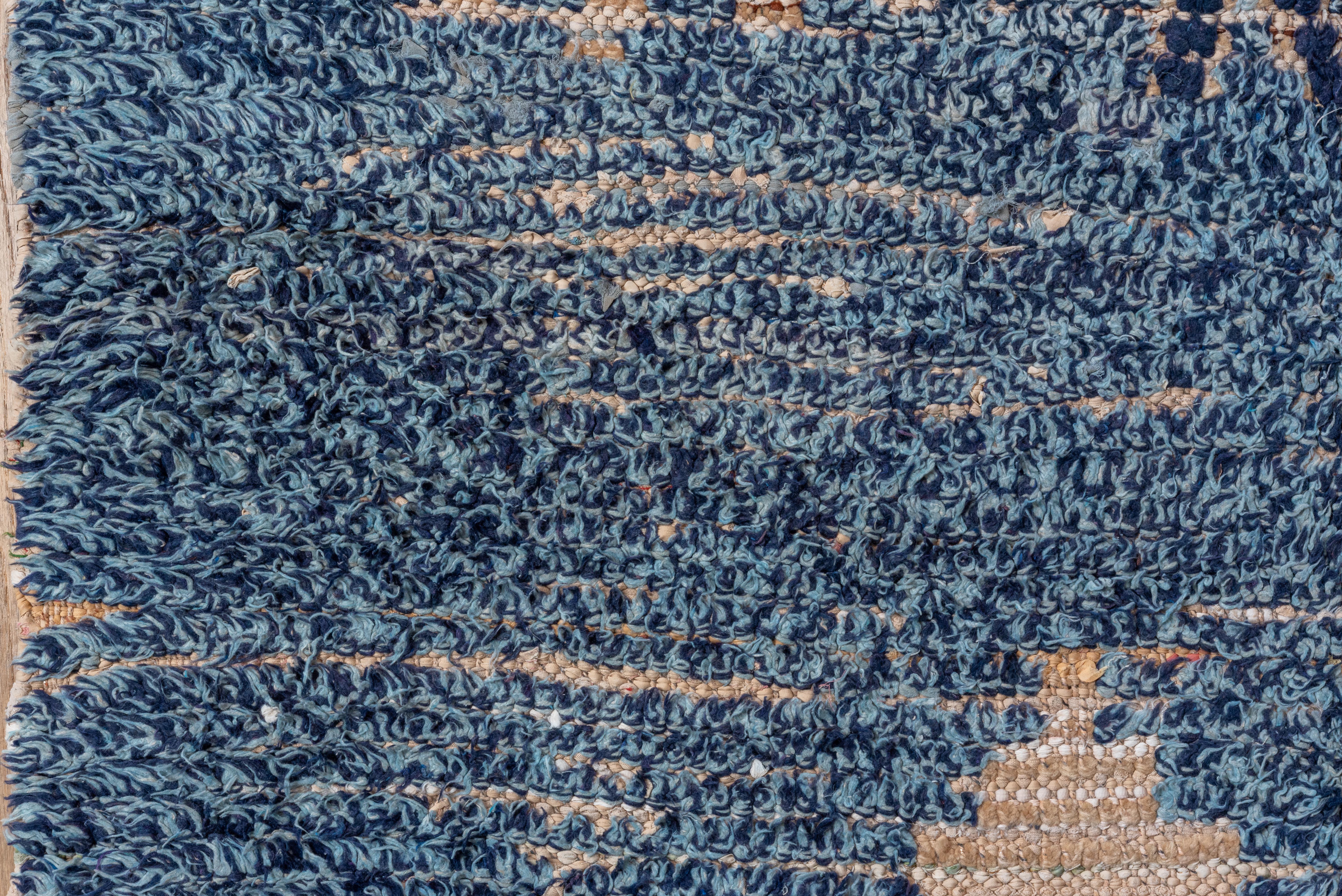 20th Century Vintage Moroccan Rug in Indigo with Diamond and Berber Star Motifs For Sale