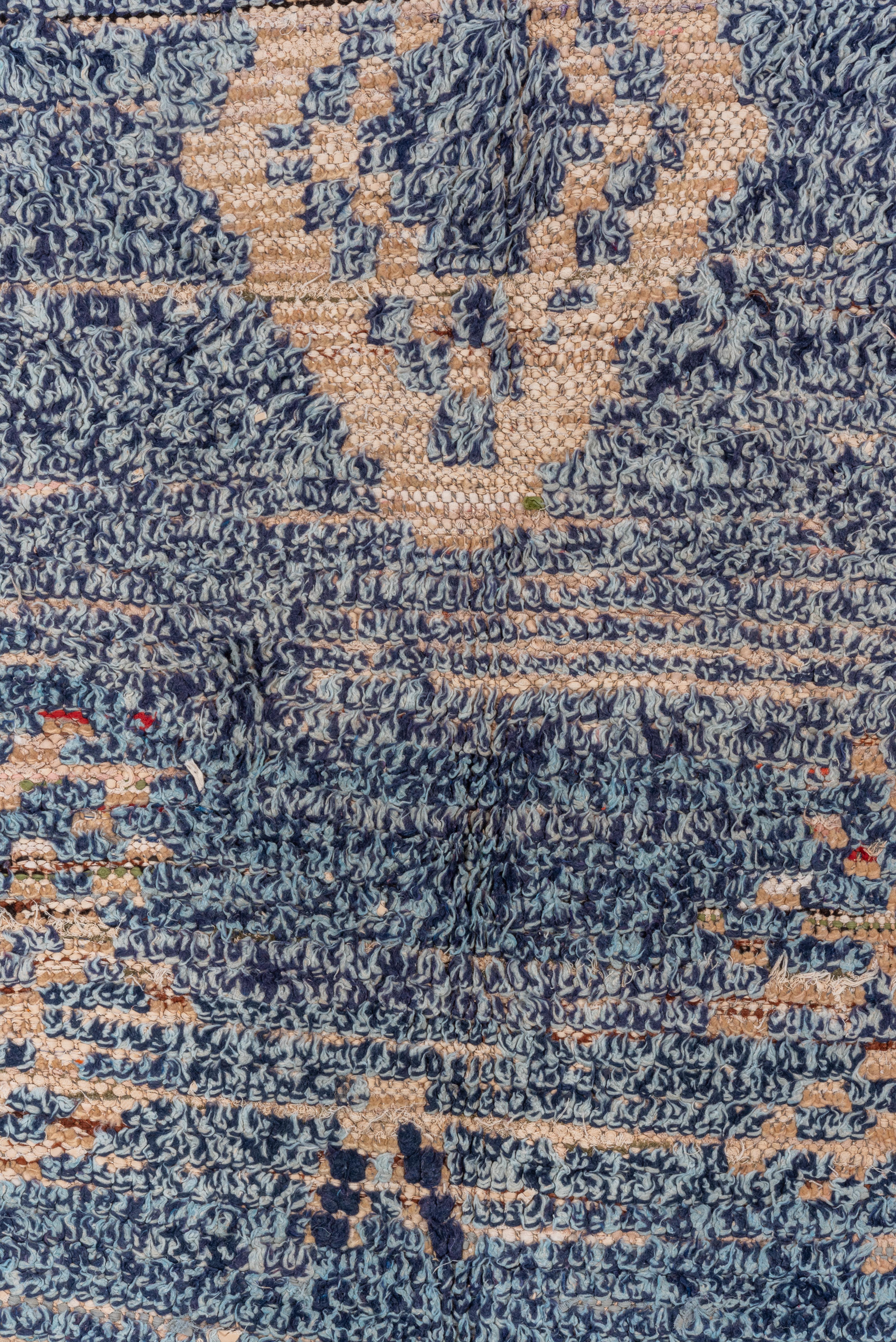 Vintage Moroccan Rug in Indigo with Diamond and Berber Star Motifs For Sale 1