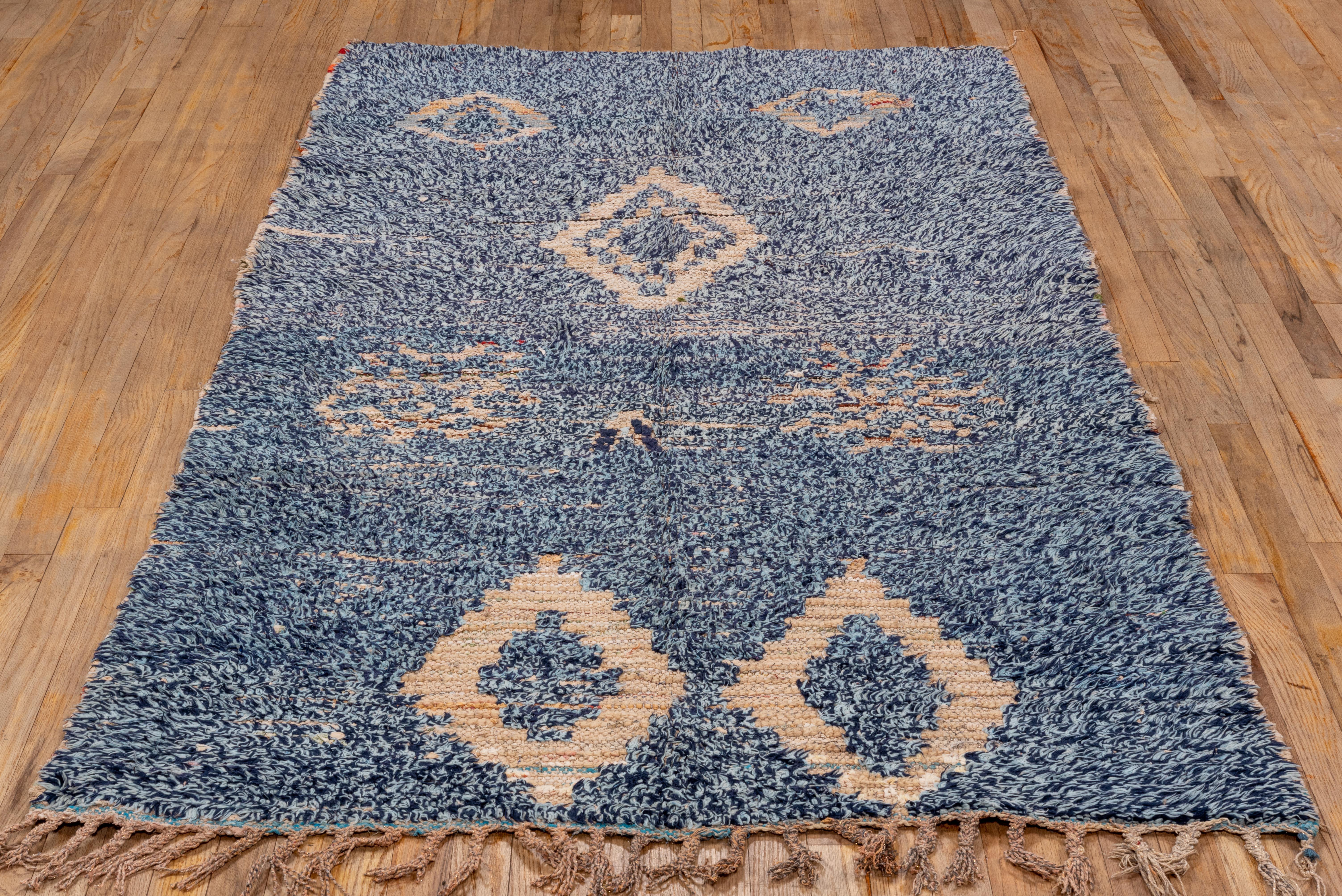 Vintage Moroccan Rug in Indigo with Diamond and Berber Star Motifs For Sale 2