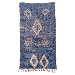 Vintage Moroccan Rug in Indigo with Diamond and Berber Star Motifs