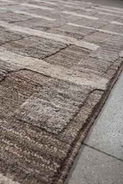 Vintage Moroccan Rug in Natural Grey and Ivory Checkered Design