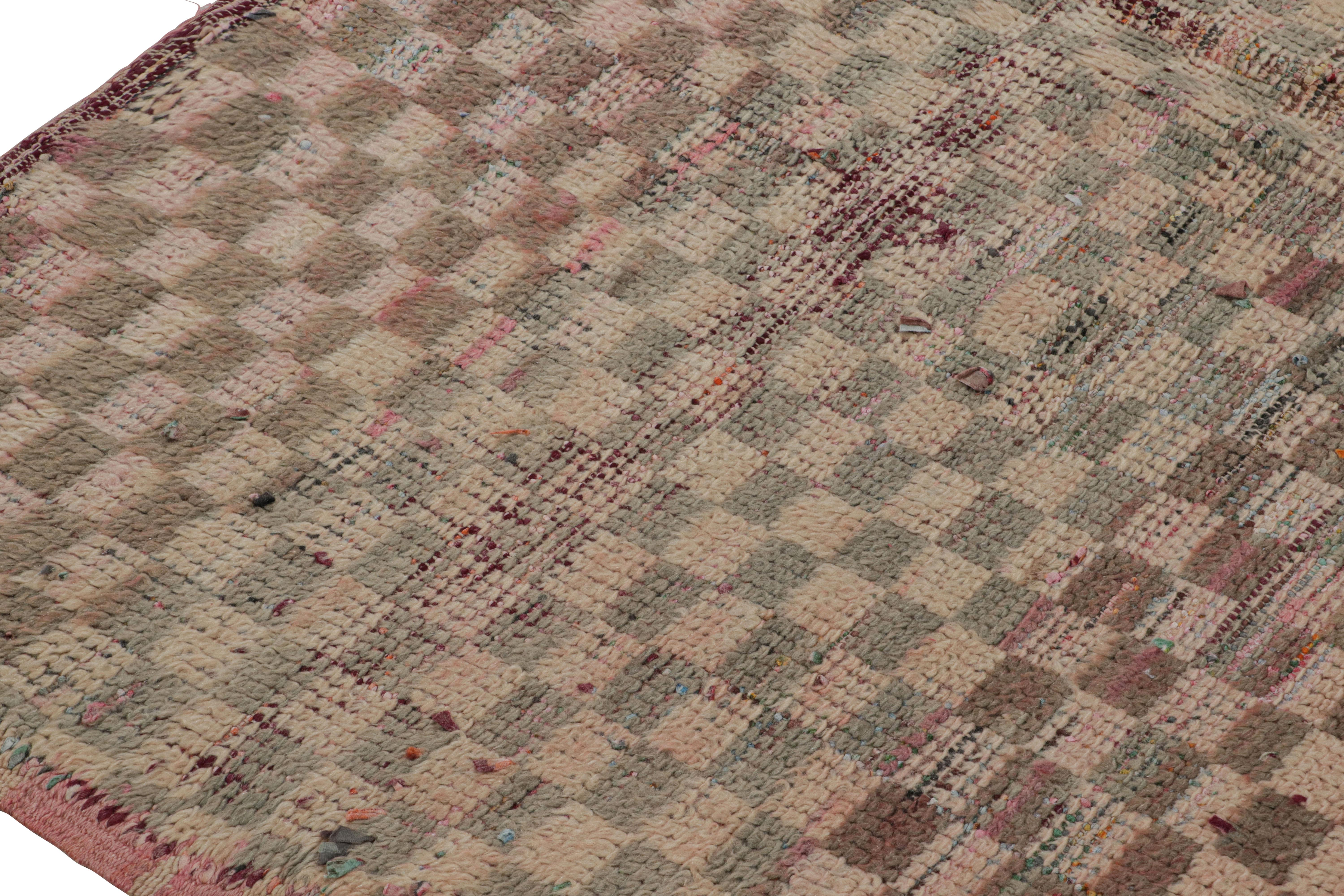 Mid-20th Century Vintage Moroccan Rug in Pink and Beige-Brown Geometric Pattern from Rug & Kilim  For Sale