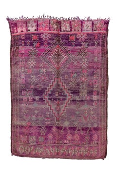 Vintage Moroccan Rug In Pink and Purple