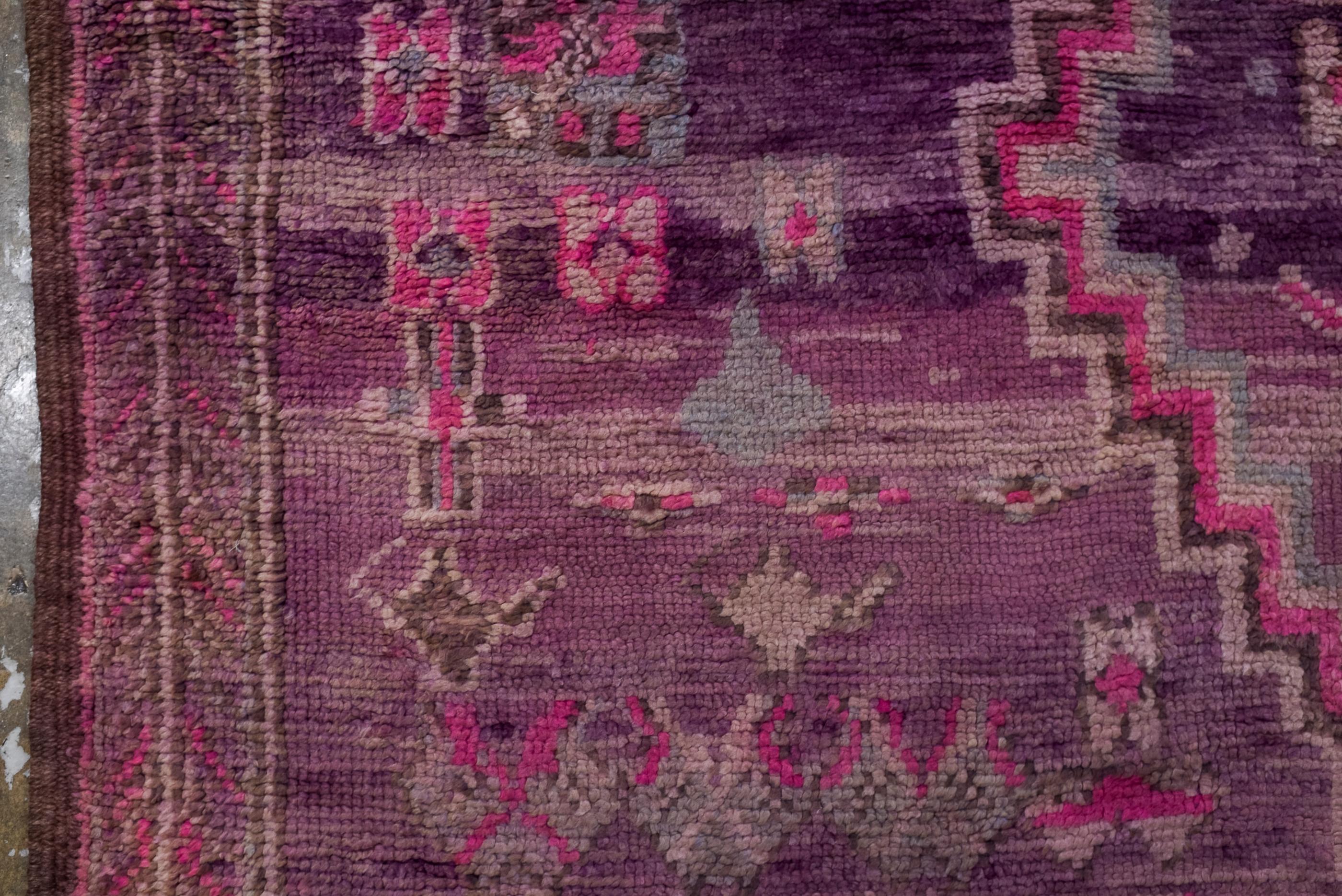 20th Century Vintage Moroccan Rug In Pink and Purple For Sale