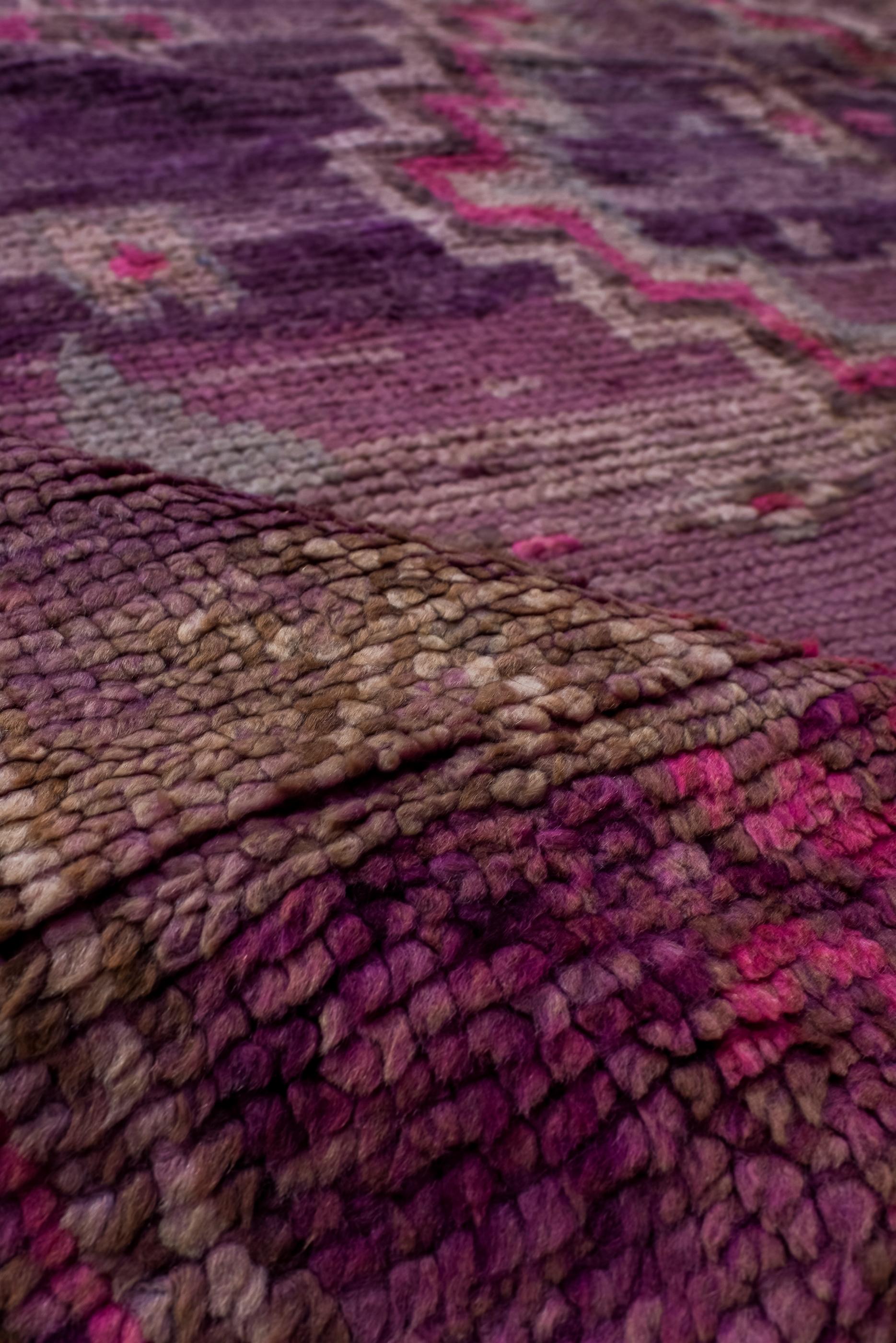 Vintage Moroccan Rug In Pink and Purple For Sale 1